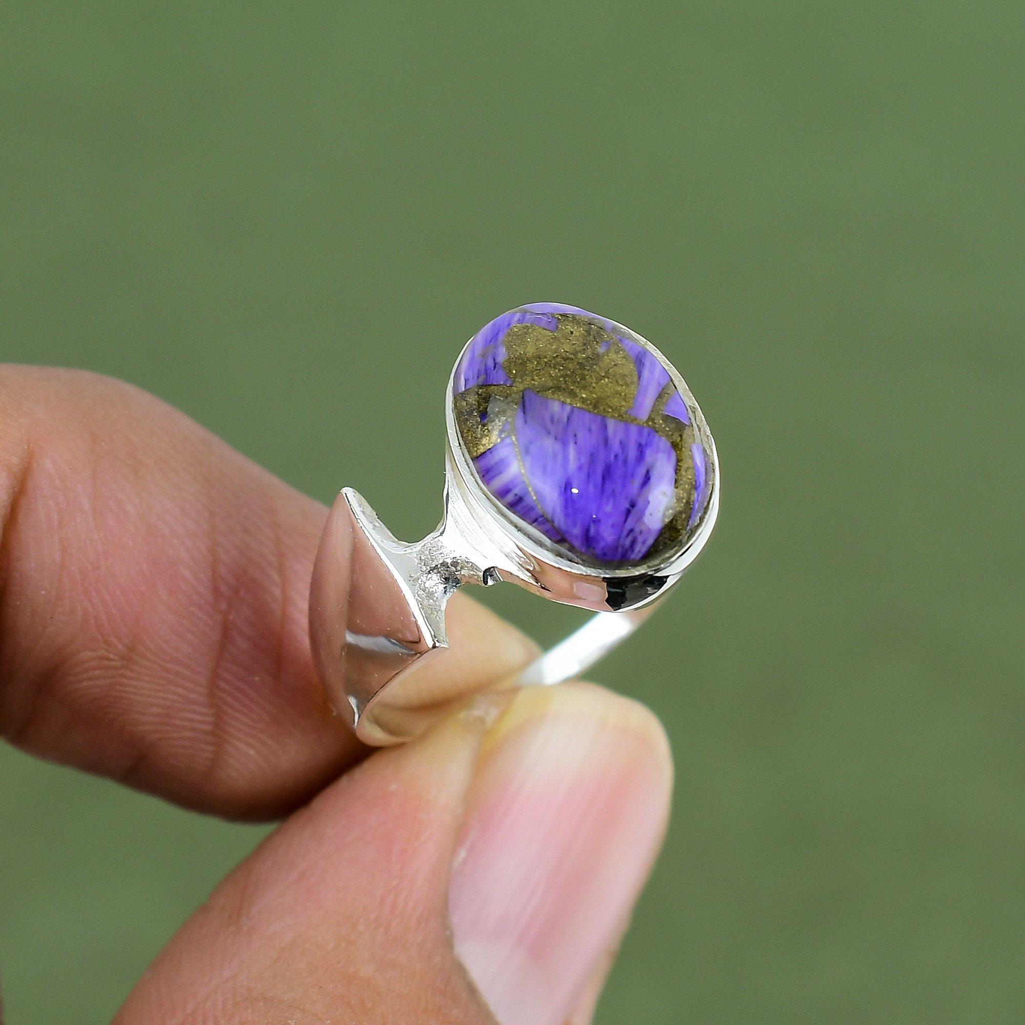 Kupfer Charoit Ring 925 Sterling Silber Ringe Stilvoller Schmuck Echter Edelstein Ring Handgefertigter Design Ring Geschenk Für Ihn Erhältlich In Ringgröße