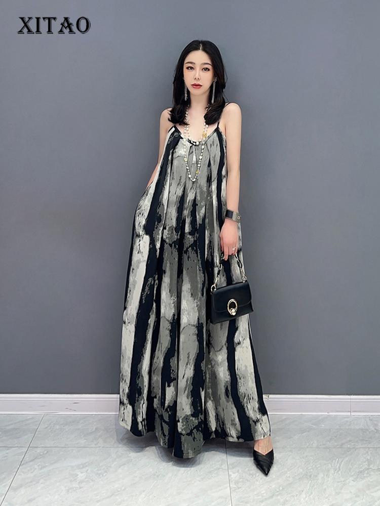 XITAO Strapless Jumpsuits Fashion Goddess Fan Casual Sleeveless Loose Jumpsuits WLD16530