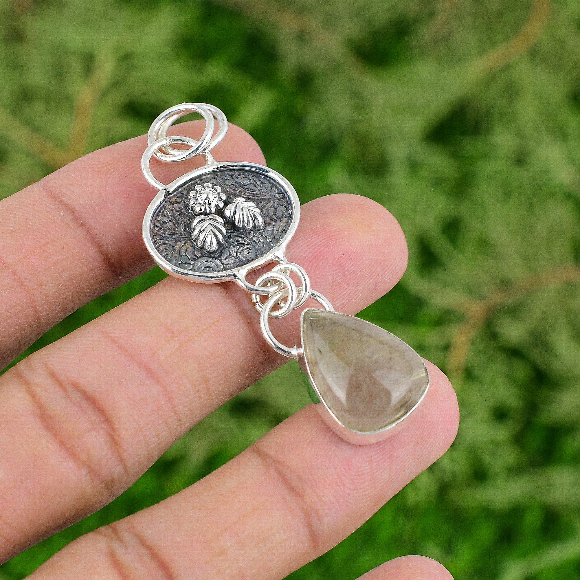 Thanks Giving Day Deal Naturlig Gyllene Rutil Bröllopshänge Smycken 925 Silver