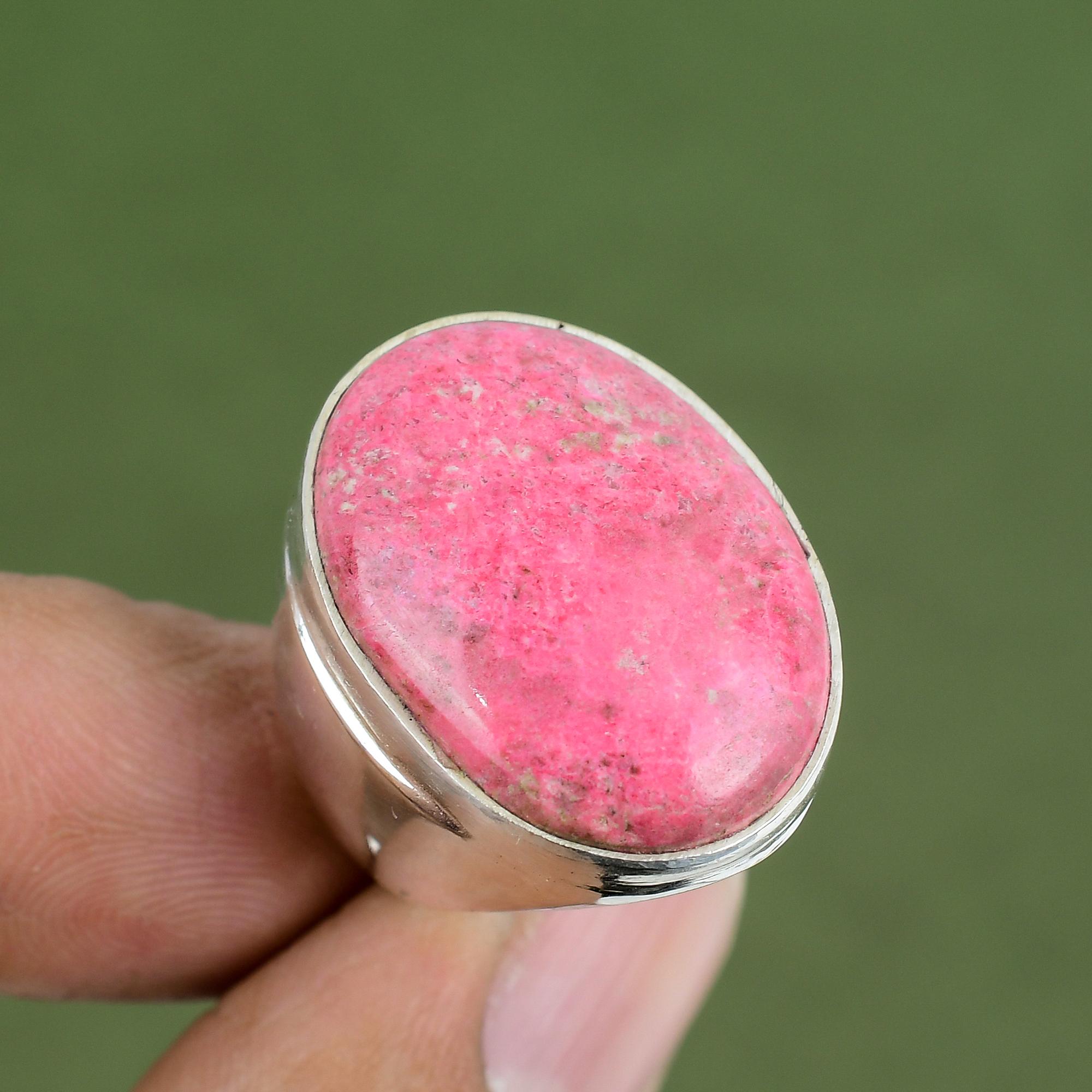 Thulite Ring 925 Sterling Silver Ring Handmade Gemstone Ring Natural Thulite Jewelry Unique Design Ring Wedding Gifts Available In Ring Size