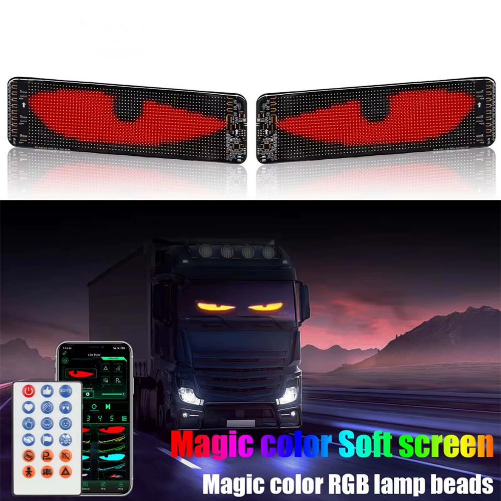 LED Screen Light Devil’s Eye Design Flexible Scrolling Display with APP Control for Truck Cab Windshield Decorative Animation Text Sign