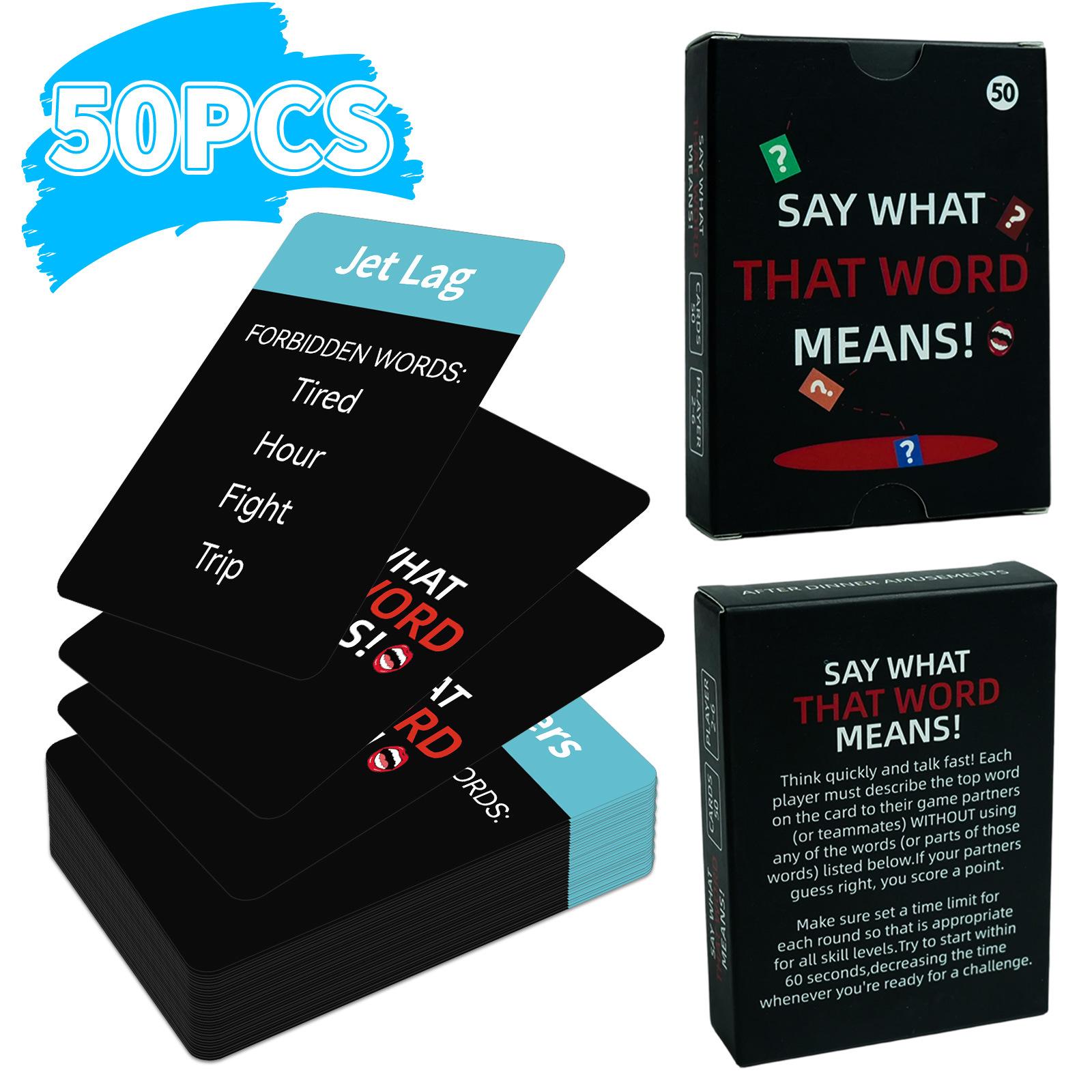Say What That Word Mean Adult Words Description Tabletop Guessing Game Card for Fun Educational Entertainment