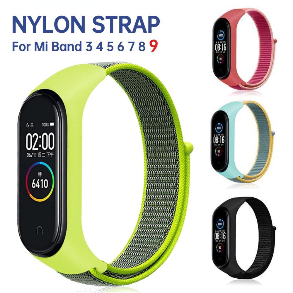 Nylonschlaufe für Xiaomi Mi Band 9 8 7 4 3 5 6 Smartwatch Armband Sport Correa Atmungsaktives Ersatzarmband an Miband 6 8 Armband