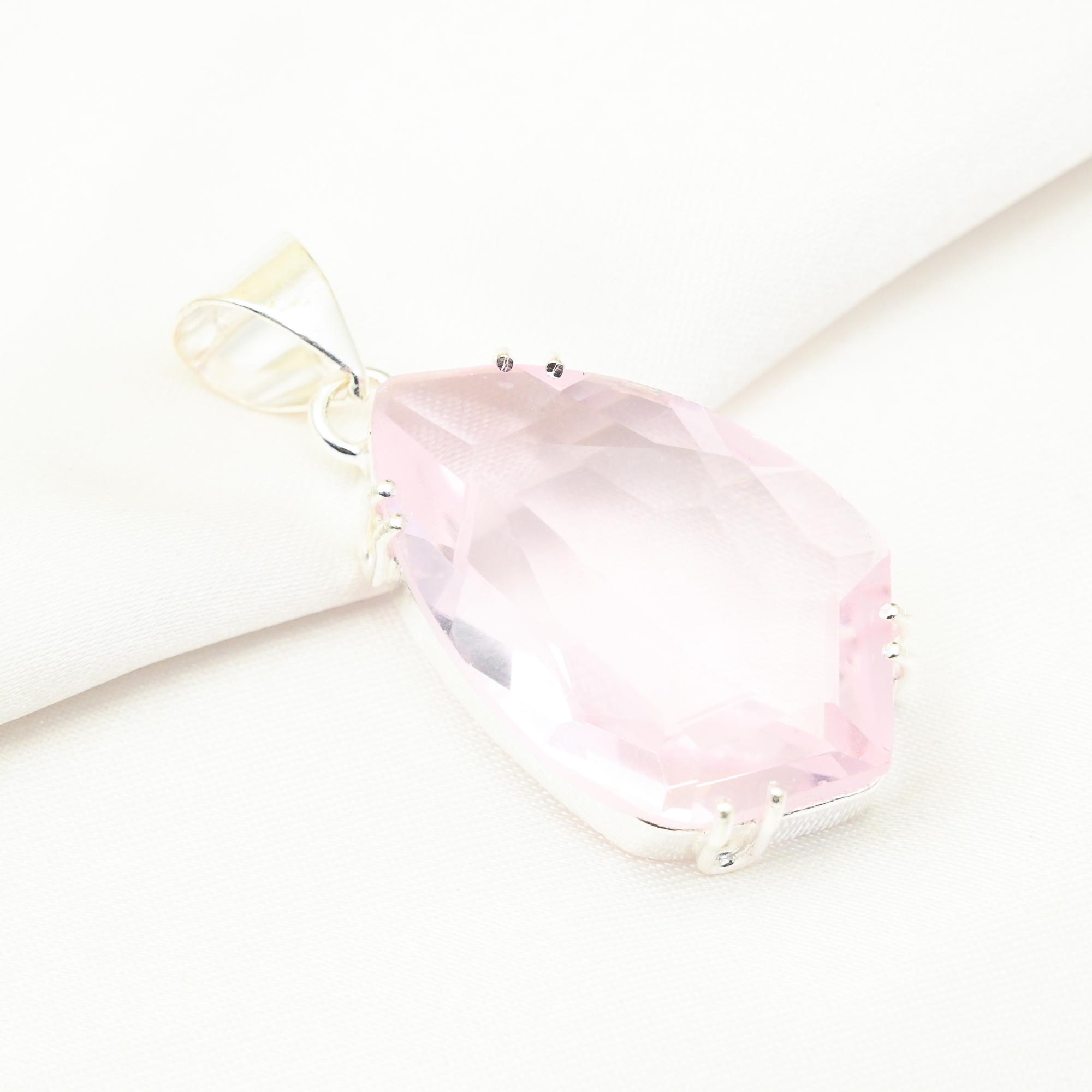 Bijuterii din piatră prețioasă cu pandantiv roz kunzit, pandantiv din argint solid 925, bijuterii lucrate manual pandantiv din piatră de naștere, cadou pentru el