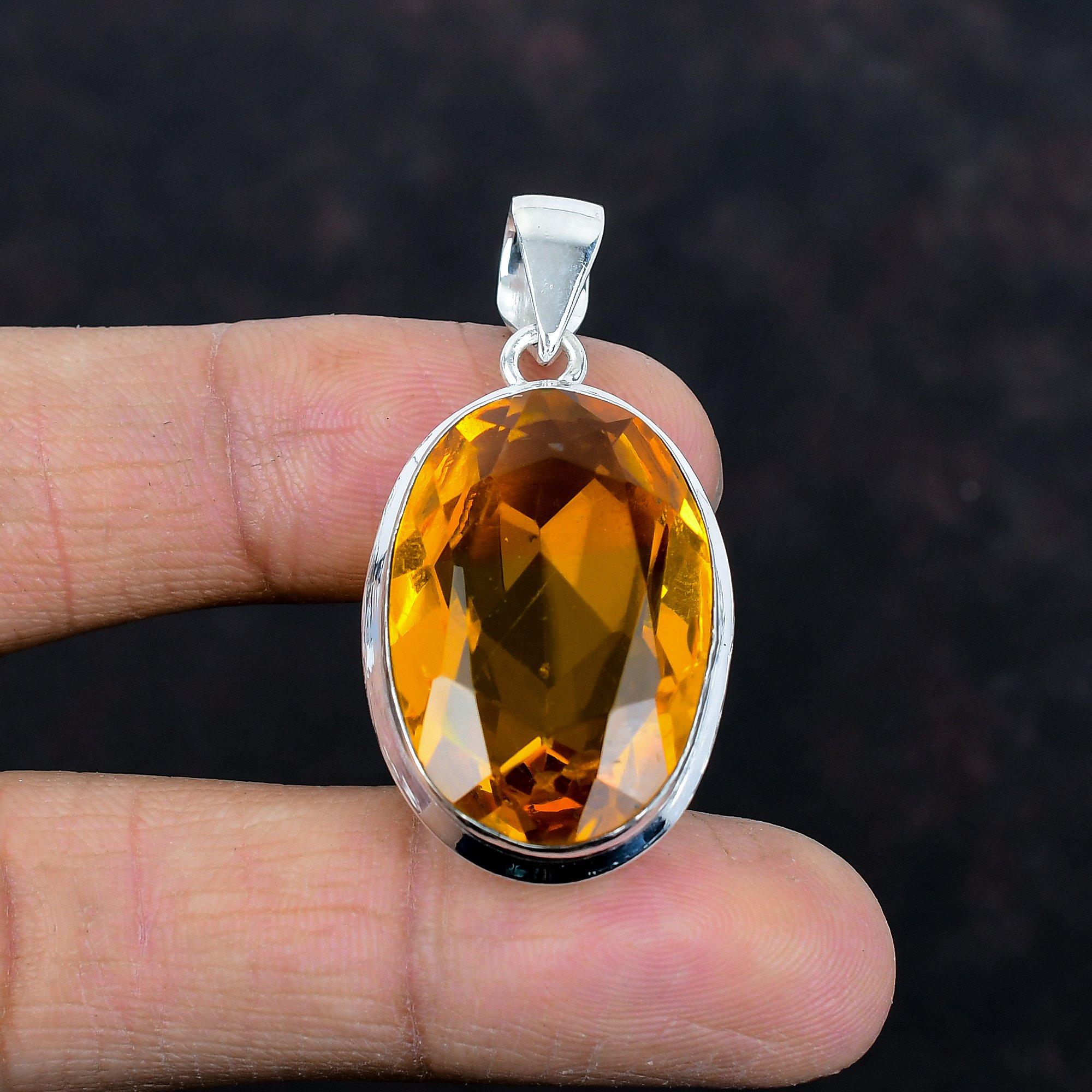 Faceted Citrine Pendant 925 Sterling Silver Pendant Handmade Brand New Pendant Citrine Gemstone Jewelry Unique Design Pendant Gifts for Mom