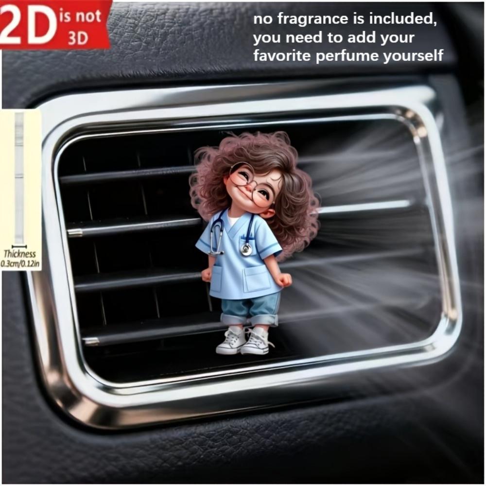 2D Flat Cute Child Car Vent Clip Decorative Diffuser (fragrance Not Included), Car Interior Decoration, Aromatherapy Clip, Ideal for Holiday Gifts