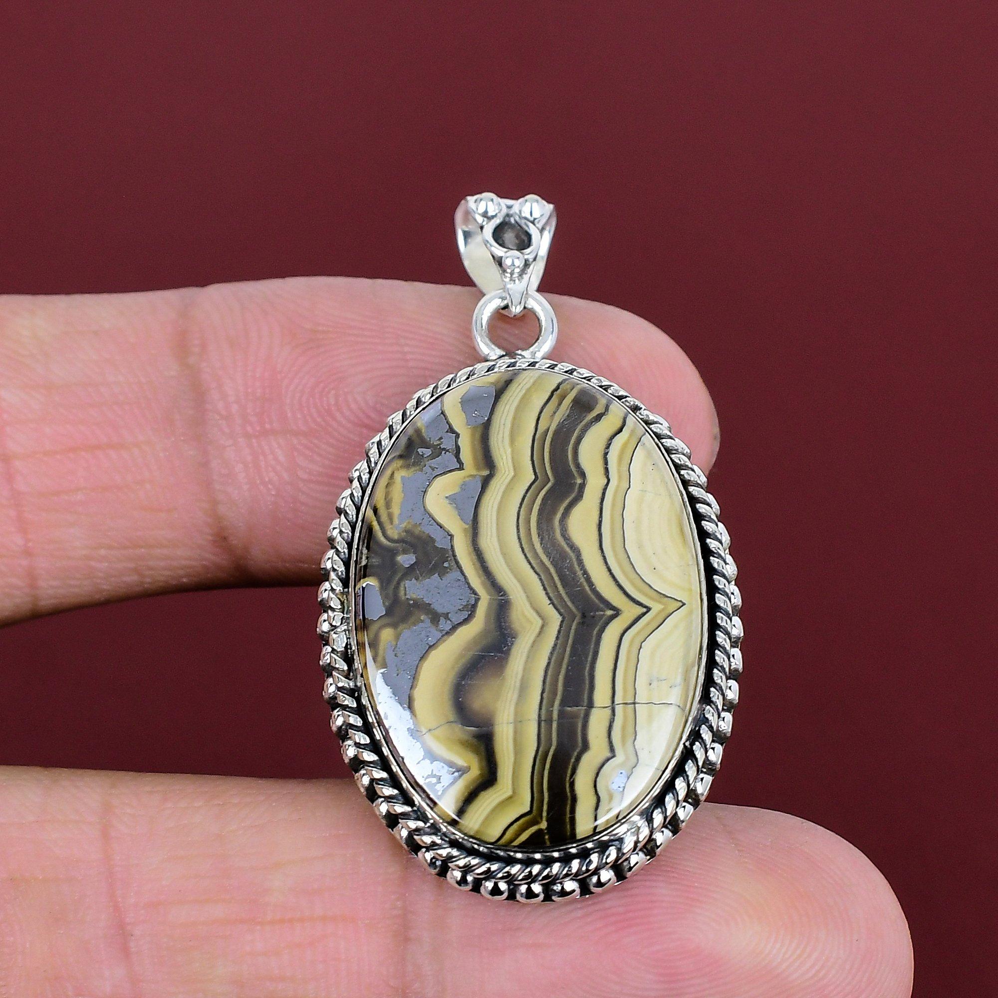Schalenblende Pendant 925 Sterling Silver Pendant Natural Gemstone Jewelry Handmade Pendant Birthstone Pendant Gifts for Him Silver Jewelry