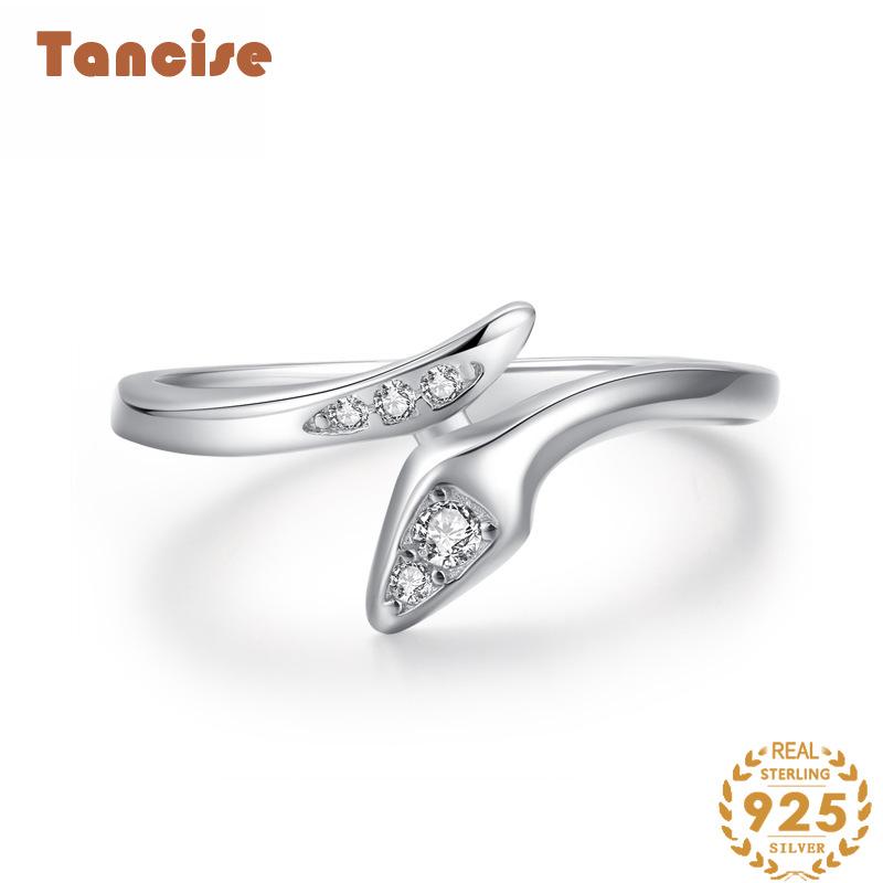 Tancise Klasický 925 Sterling Silver Zirkonový prsten Dámské šperky Svatební slib Party dárek