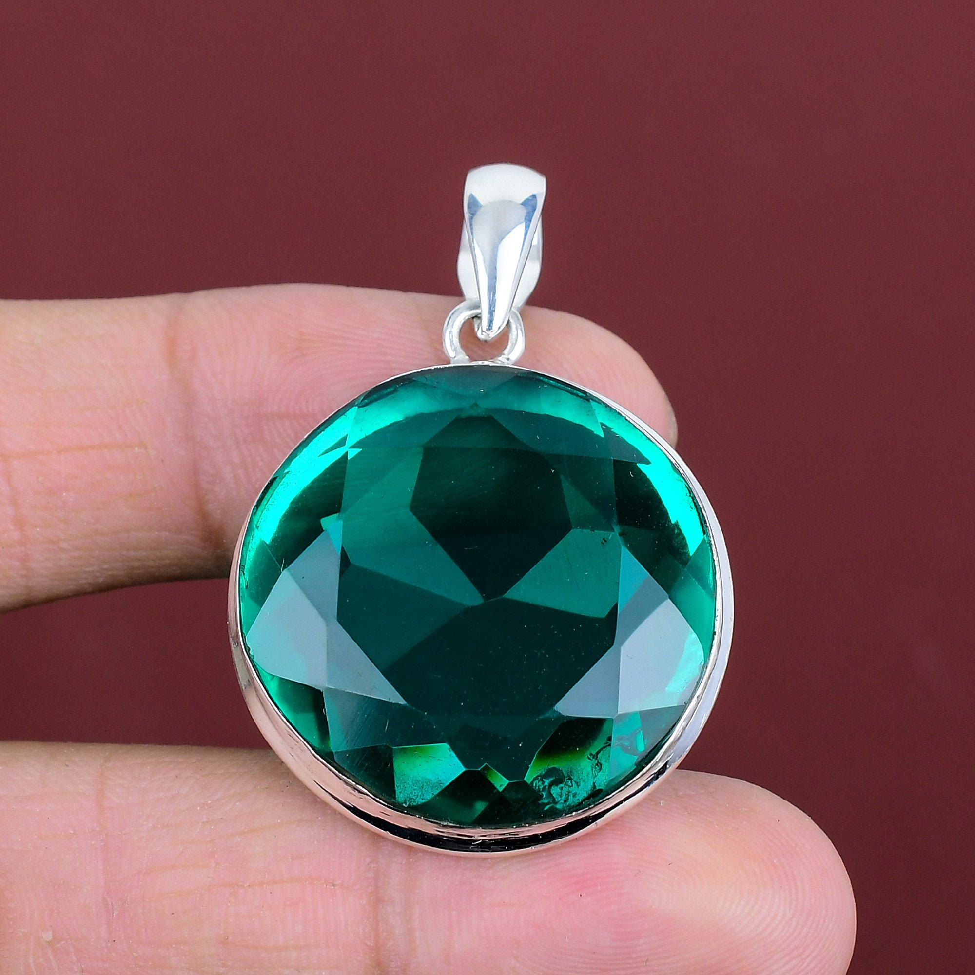 Faceted chrome diopside pendant gemstone dainty pendant 925 sterling silver pendant handmade jewelry latest design pendant gifts for friend