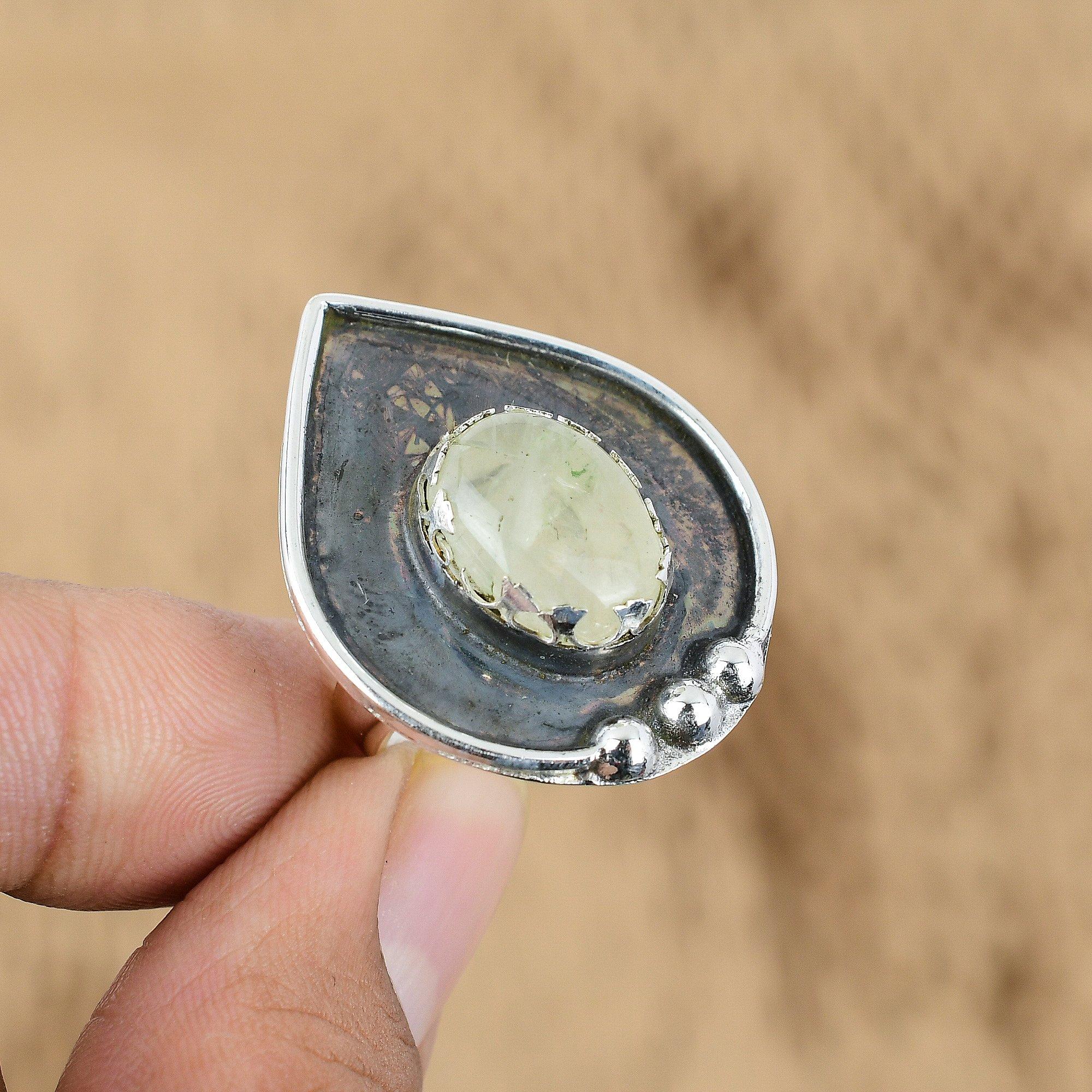 Oferta Dia das Mães Anel de Joia de Prata de Lei 925 com Pedra da Lua Gema de Junho