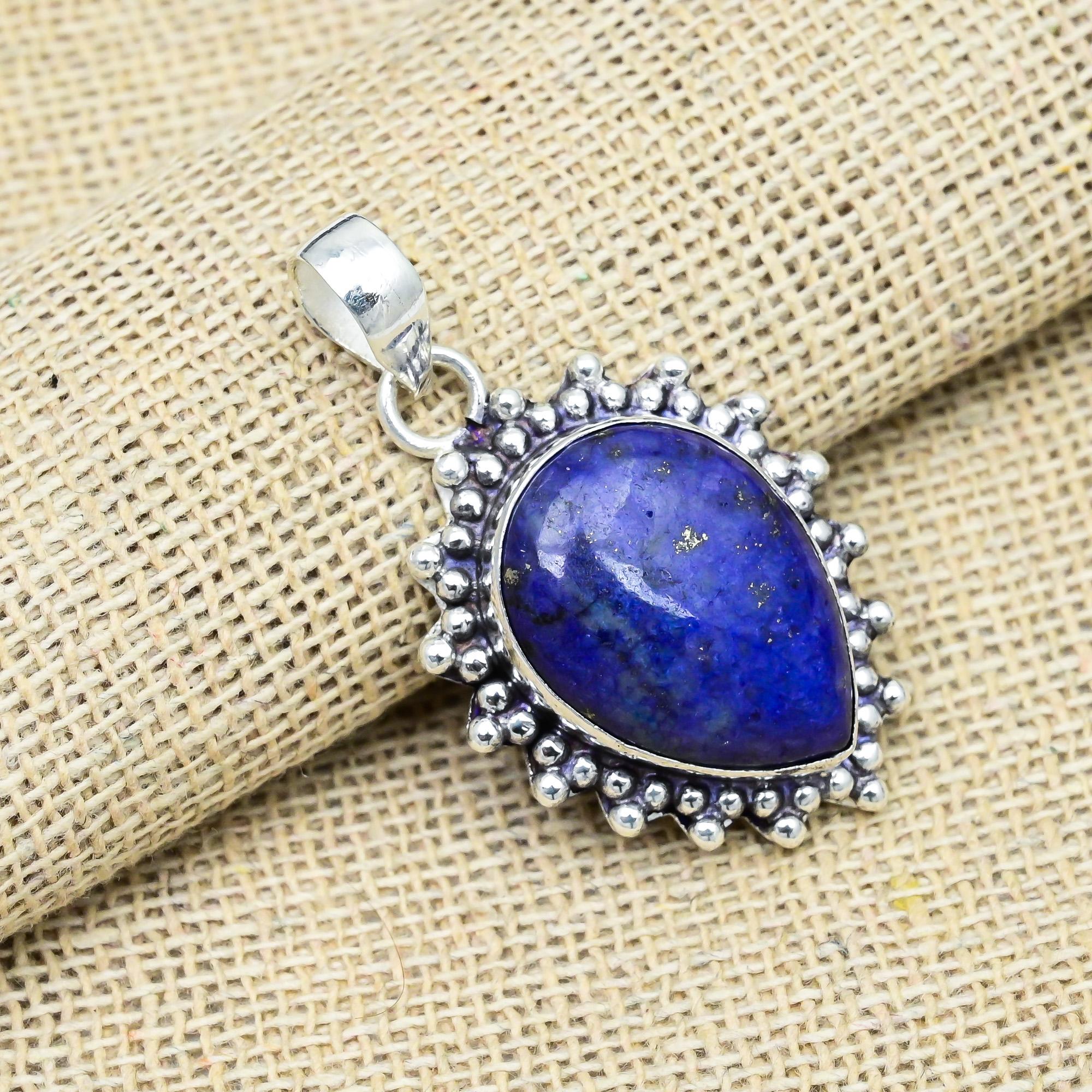 Lapis Lazuli Gemstone Handmade 925 Sterling Silver Wonderful Jewelry Pendant For Mother's Day Gift