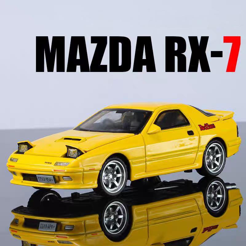Initial D JDM Mazda RX-7 FC3S Supercar Simulation Diecast & Toy Vehicles Sounds & Light Pull Back Car 1:32 Alloy Model