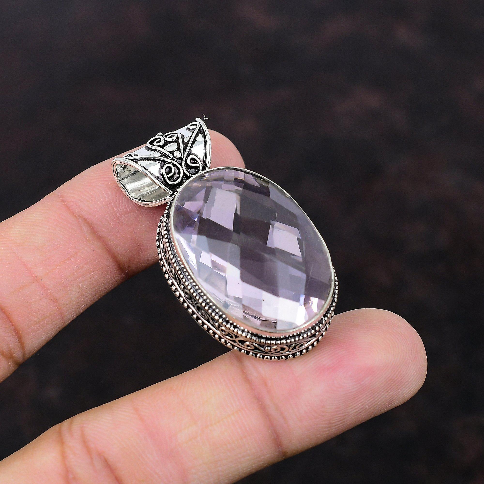 Faceted Pink Kunzite Pendant Natural Stone Jewelry 925 Sterling Silver Pendant Handmade Pendant Gemstone Vintage Pendant Gift For Engagement