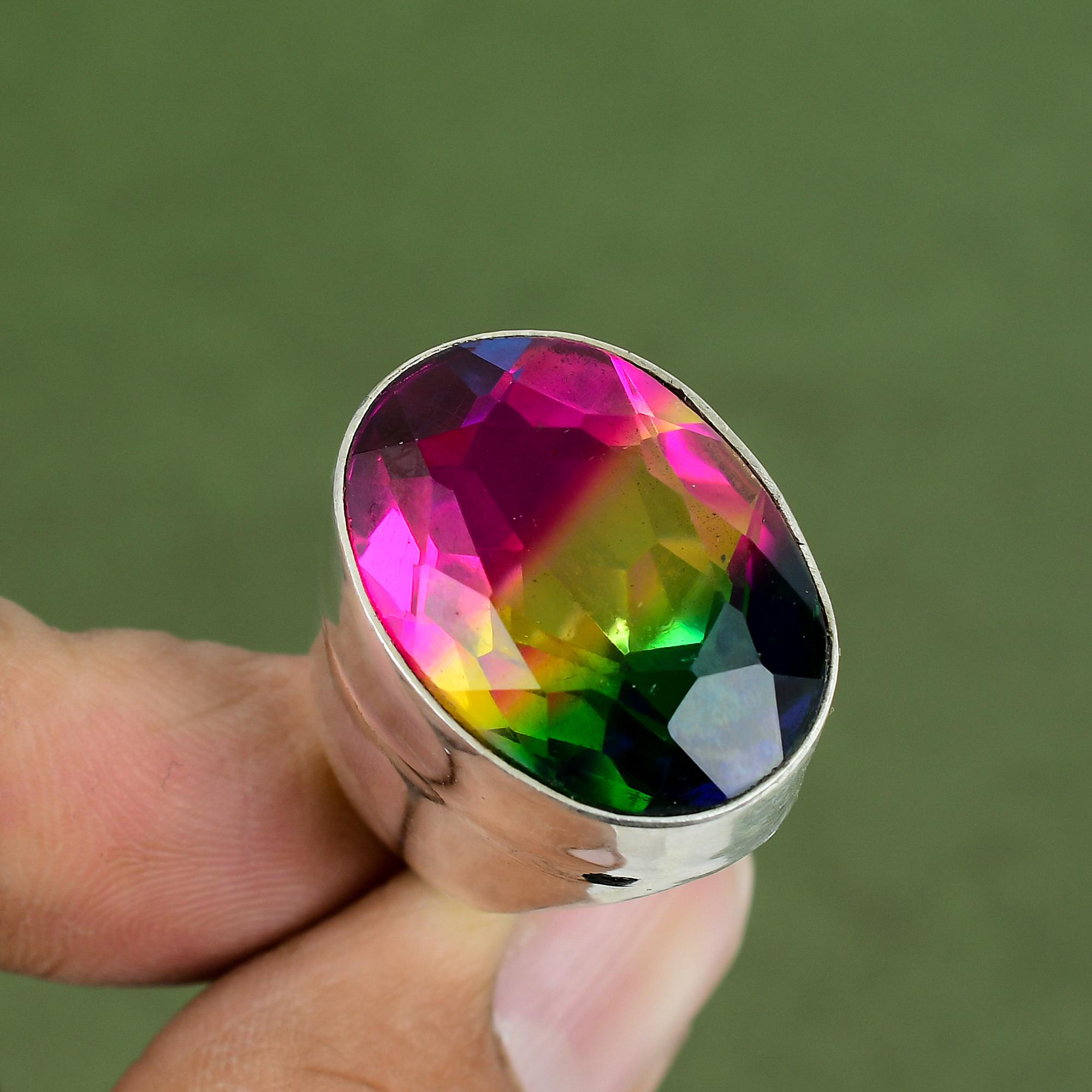 Faceted Multi Tourmaline Ring 925 Sterling Silver Rings Handmade Jewelry Top Quality Gemstone Ring Anniversary Gifts Available In Ring Size