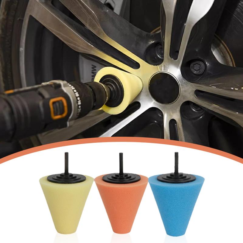 SEAMETAL 3PCS Car Tyres Foam Polishing Sponge Buffing Pad Car Polisher Tires Wheel Hub Polishing Tool
