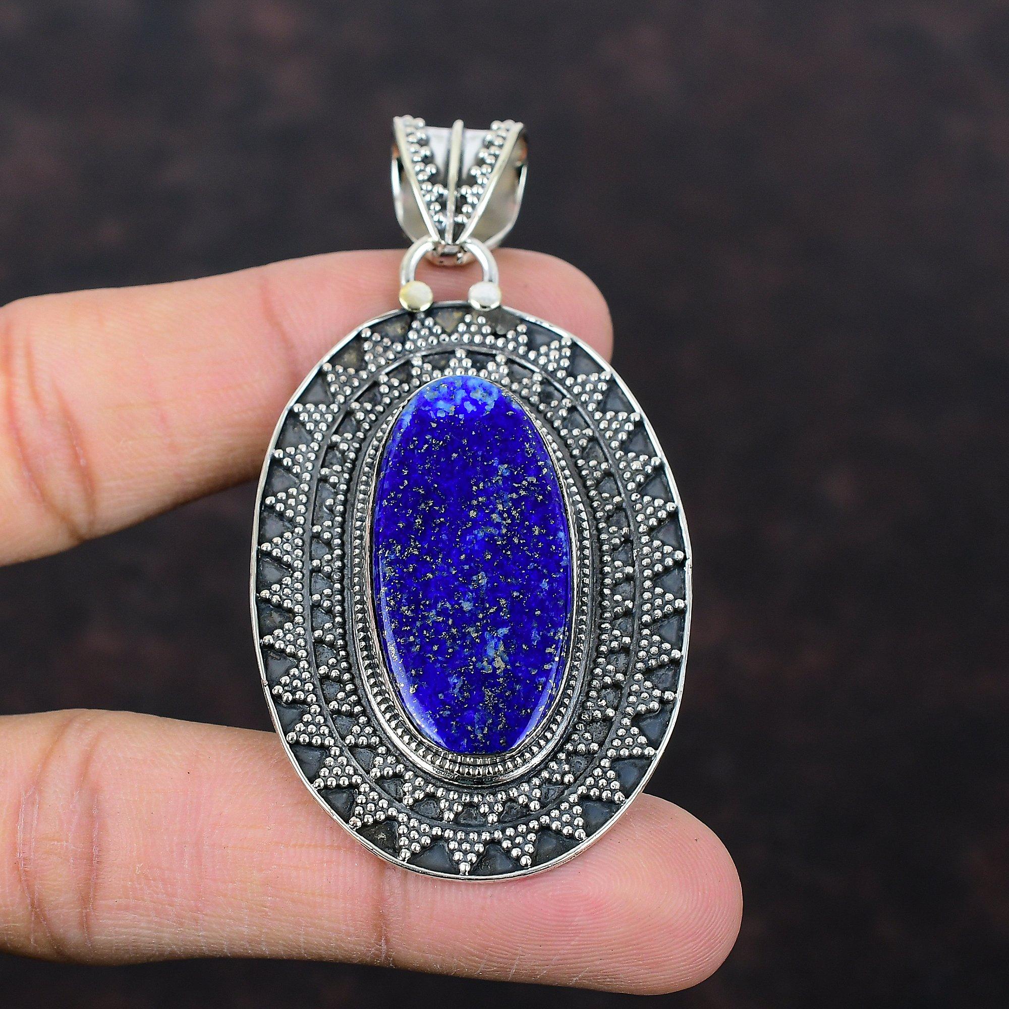 Lapis Lazuli Pendant Handmade Pendant Gemstone Jewelry 925 Sterling Silver Pendant Statement Jewelry Vintage Pendant Special Occasion Gift