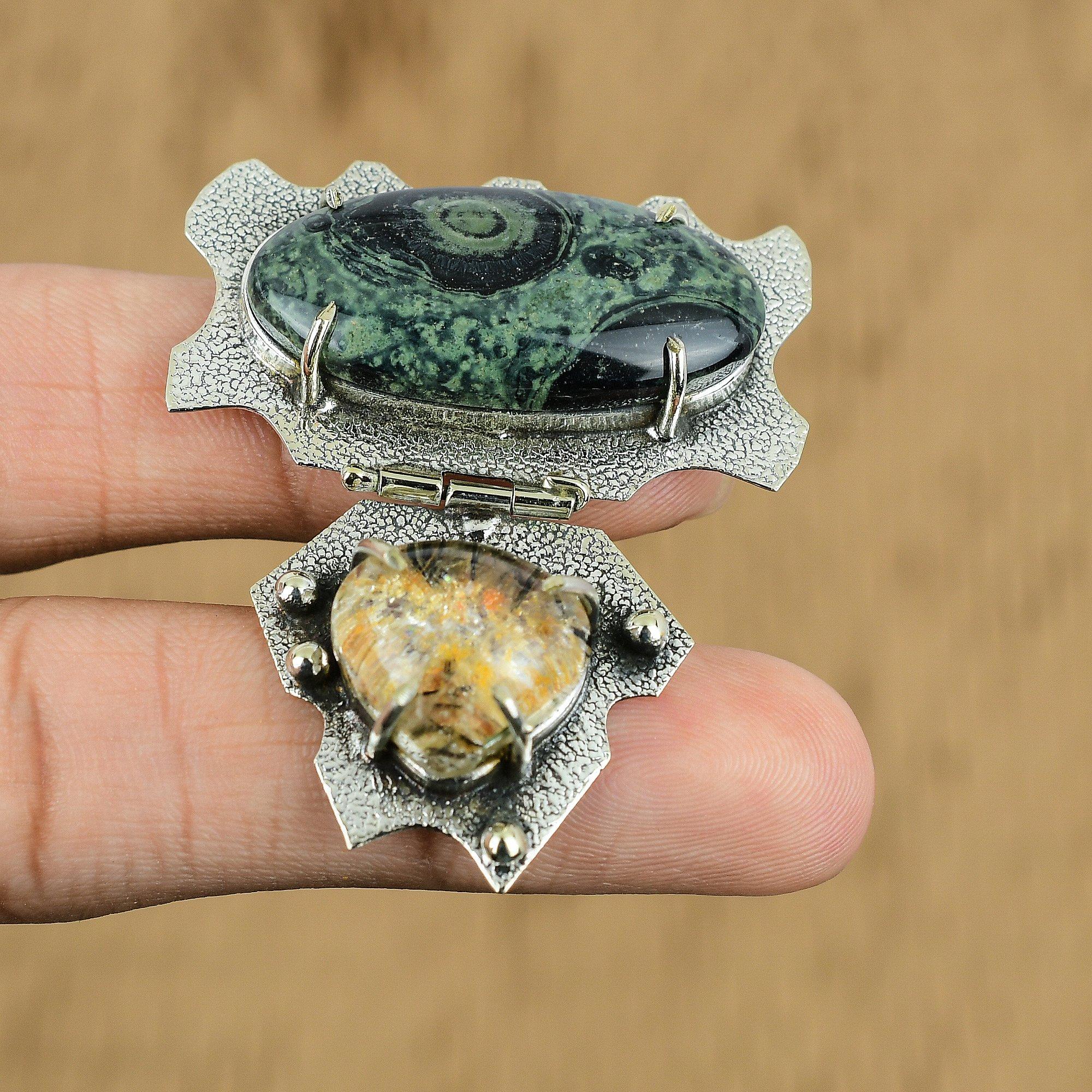 Wedding Gift For Her 925 Sterling Silver Natural Kambaba Jasper Gemstone Pendant