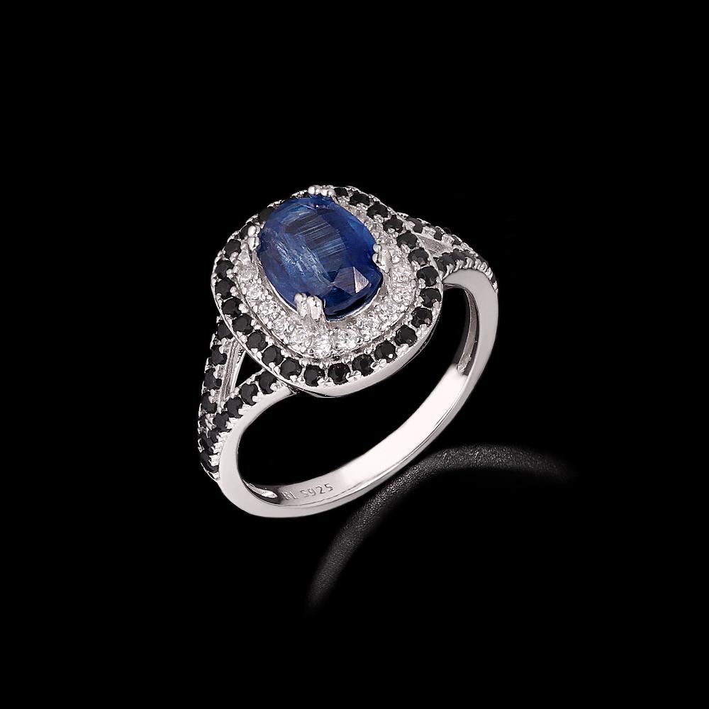 925 Sterling Silver Natural Kyanite Elegant Ring December Gemstone for Women &Lady Fine Jewelry Birthday Party Festiva Gift