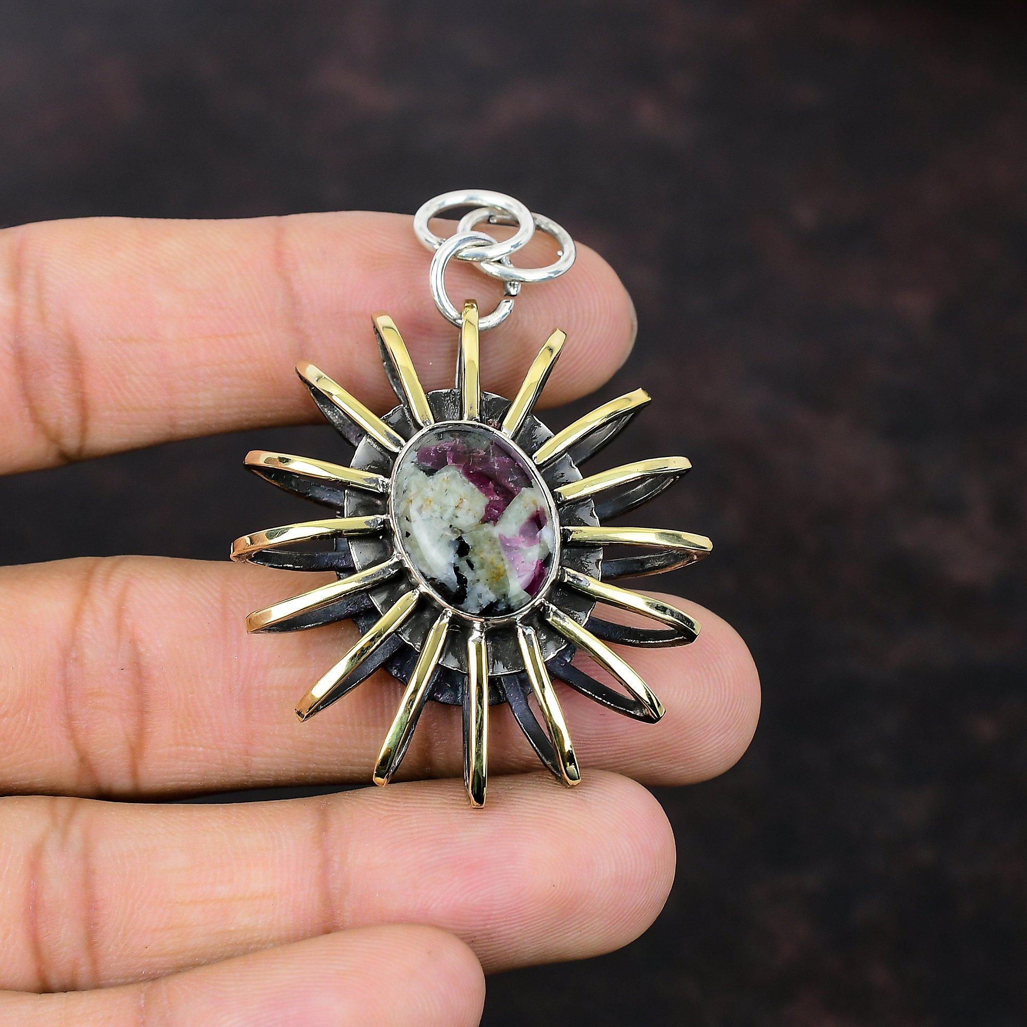 Eudialyte Pendant Gemstone Handmade Jewelry 925 Sterling Silver Pendant 18K Gold Plated Pendant Cage Jewelry Amazing Pendant Gift For Mother