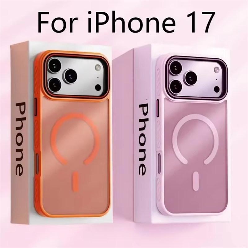 Frosted Matte Translucent Magnetic Phone Case For 17 Air 17 16 15 14 13 Pro Max For Magsafe Wireless Charge Shockproof Cover