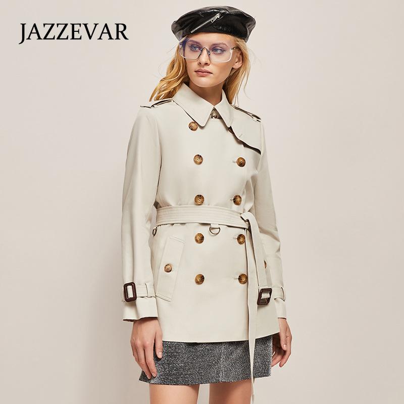 JAZZEVAR Podzim 2022 Nový High-end Temperament Khaki Trenčkot Dámský Klasický Hepburn Kabát