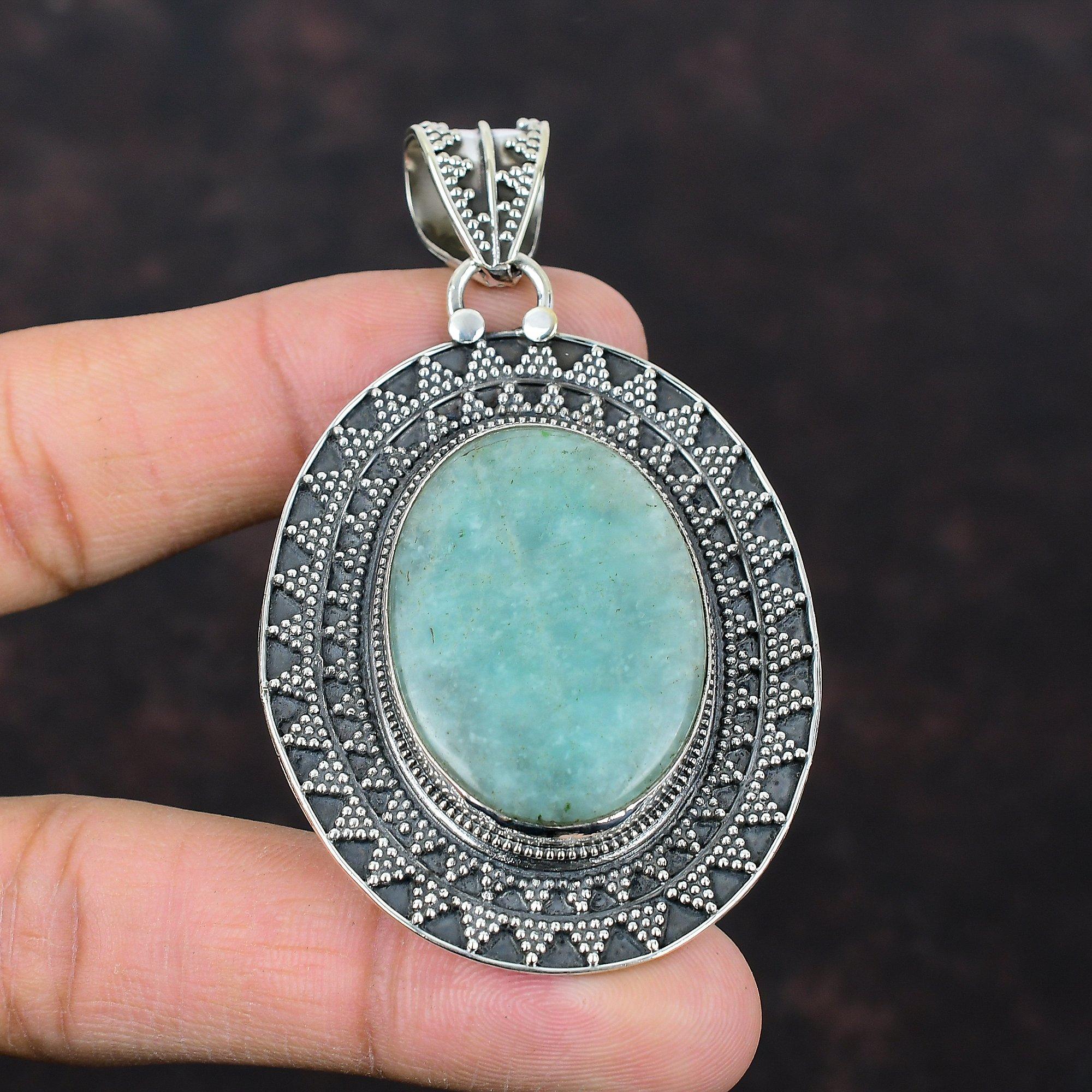 Amazonite Pendant A One Quality Gemstone Jewelry 925 Sterling Silver Pendant Handmade Jewelry Vintage Pendant Silver Jewelry Gift For Mother