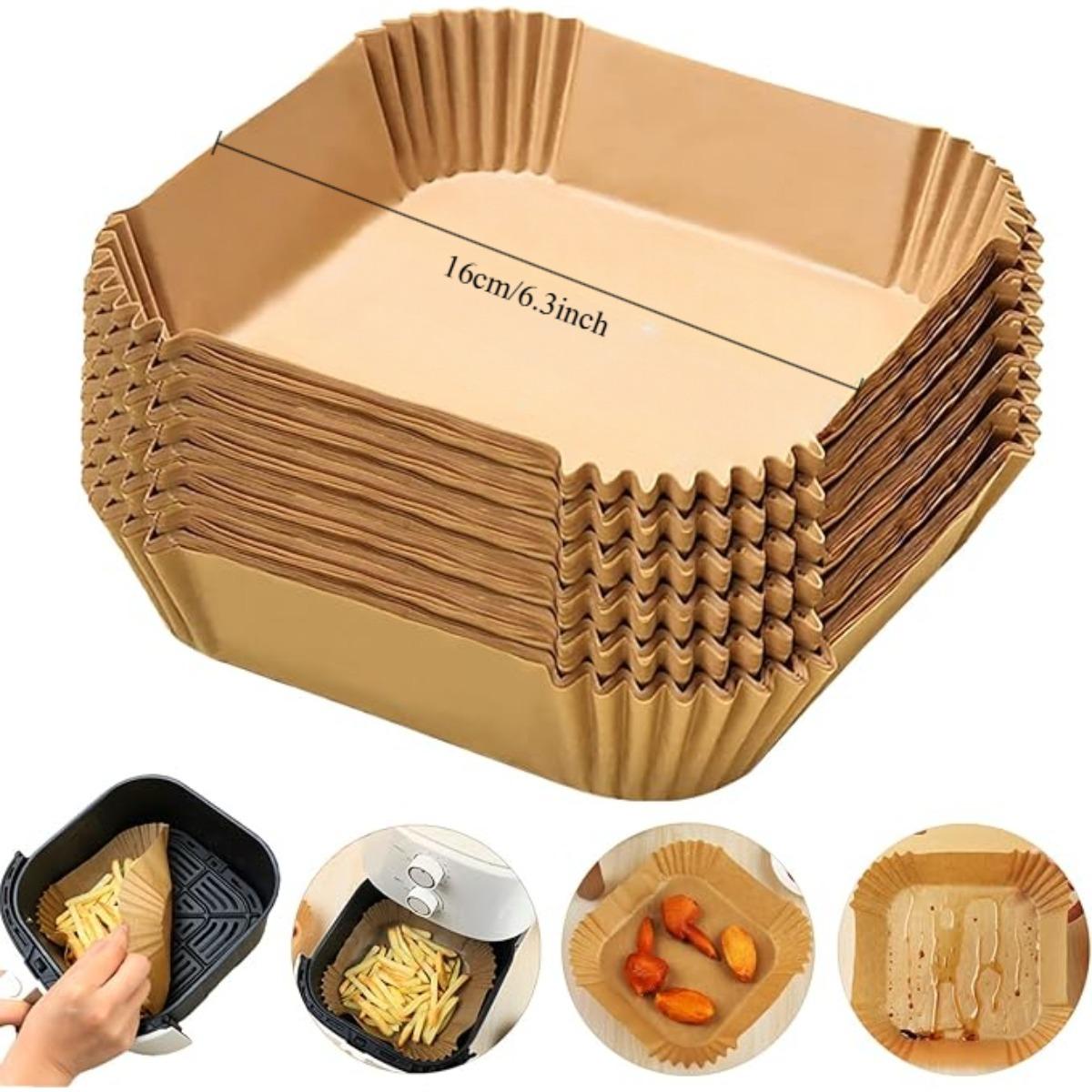 50/100PCS Air Fryer Disposable Paper Liners Square Paper Liner Oil-proof, Water-proof, Baking Paper for Baking Roasting Microwave