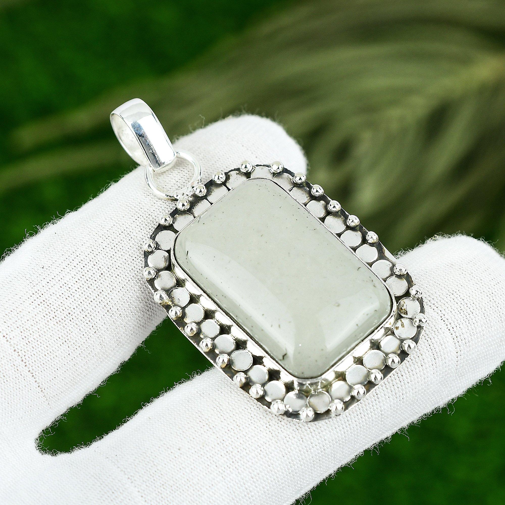 Radiant Rainbow Moonstone Stone Bezel Engagement Wife Pendant Sterling Silver