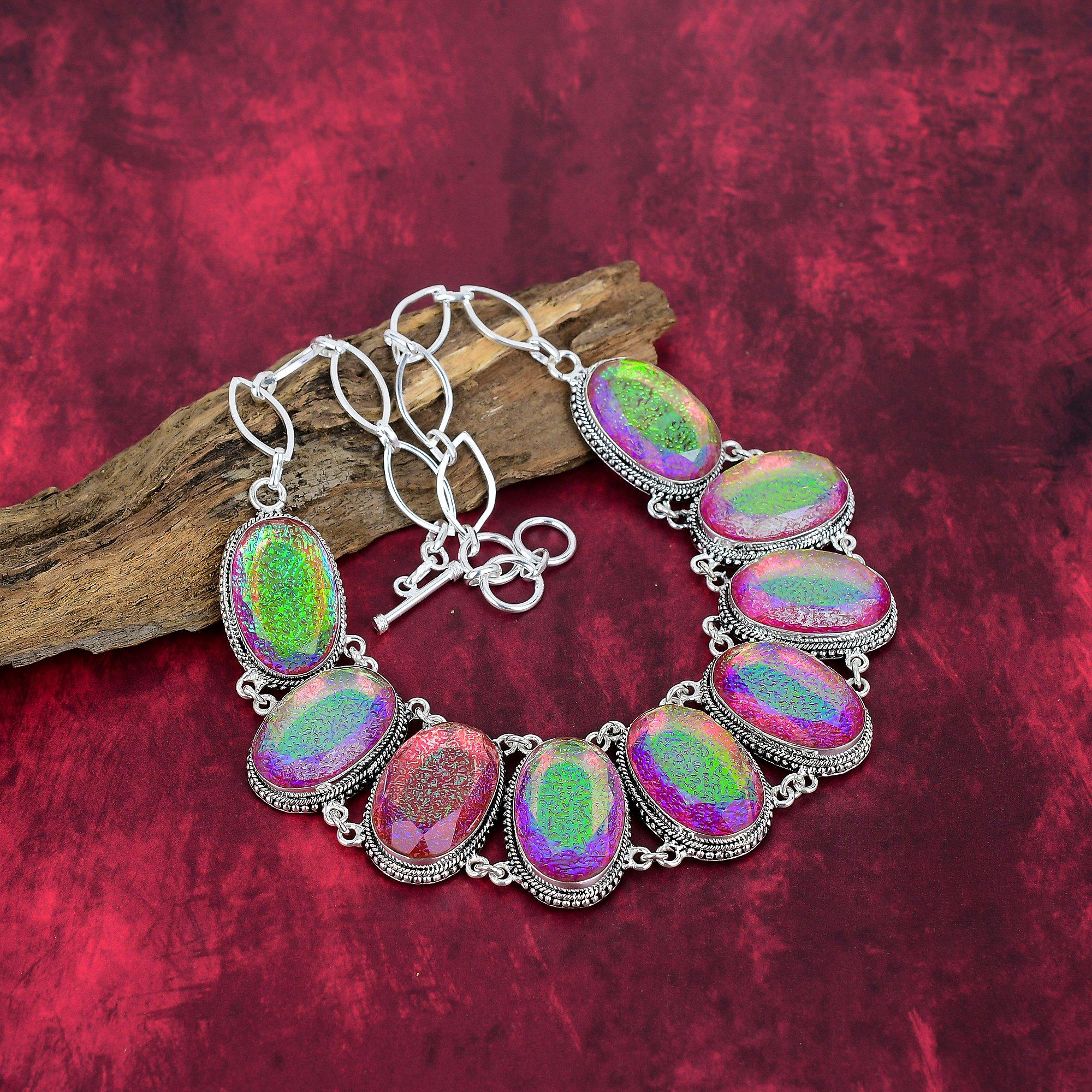 Rosa Triplet Opal Halskette, 925 Sterling Silber Edelstein Schmuck, handgemachte Halskette, Für Thanksgiving