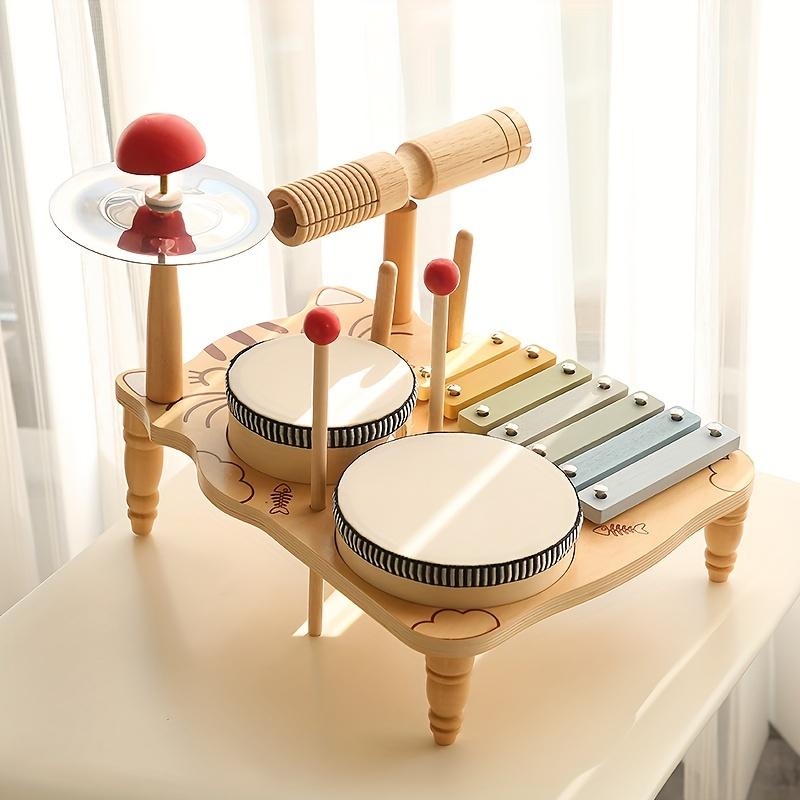 Drum Set, Wooden Percussion Instruments Toy Set, Educational Muscil Toy, Birthday Gifts,  Halloween Christmas Gift