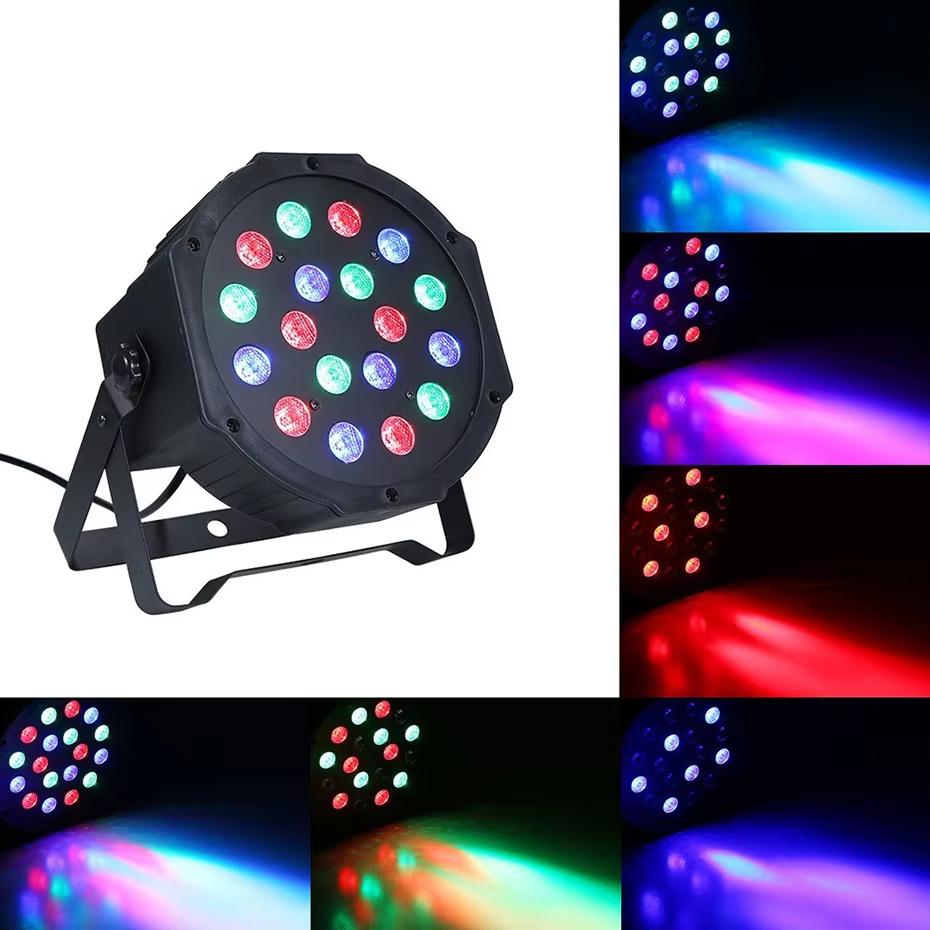 RGB LED Stage Par Light 18 LEDs DMX512 Sound Activated Disco Lamp with EU/US Plug for DJ Party Club Show Holiday Decoration