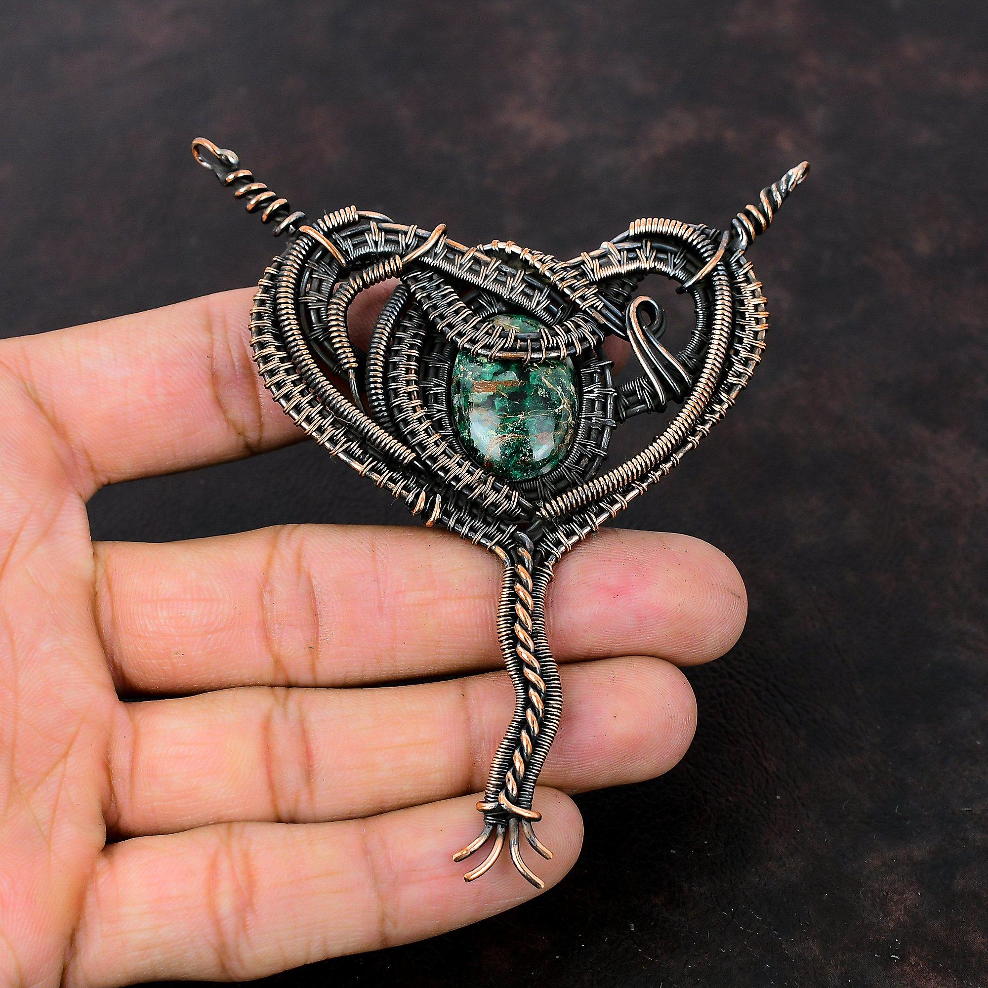 Cuprite Chrysocolla Pendant Copper Wire Wrapped Pendant Gemstone Copper Jewelry Handmade Unique Style Pendant Wedding Gift Wire Wrap Jewelry