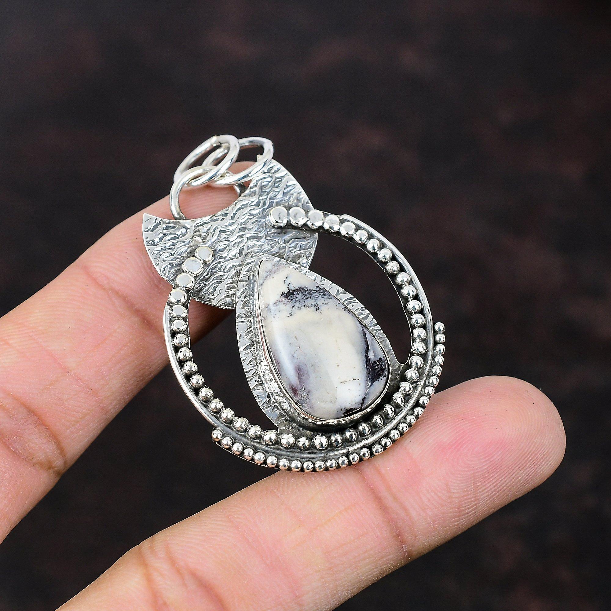 Porslinsjaspis Hänge Helt Nytt Ädelstenssmycke 925 Sterling Silver Hänge Unikt Smycke Handgjort Helande Sten Hänge Gåva För Kvinnor