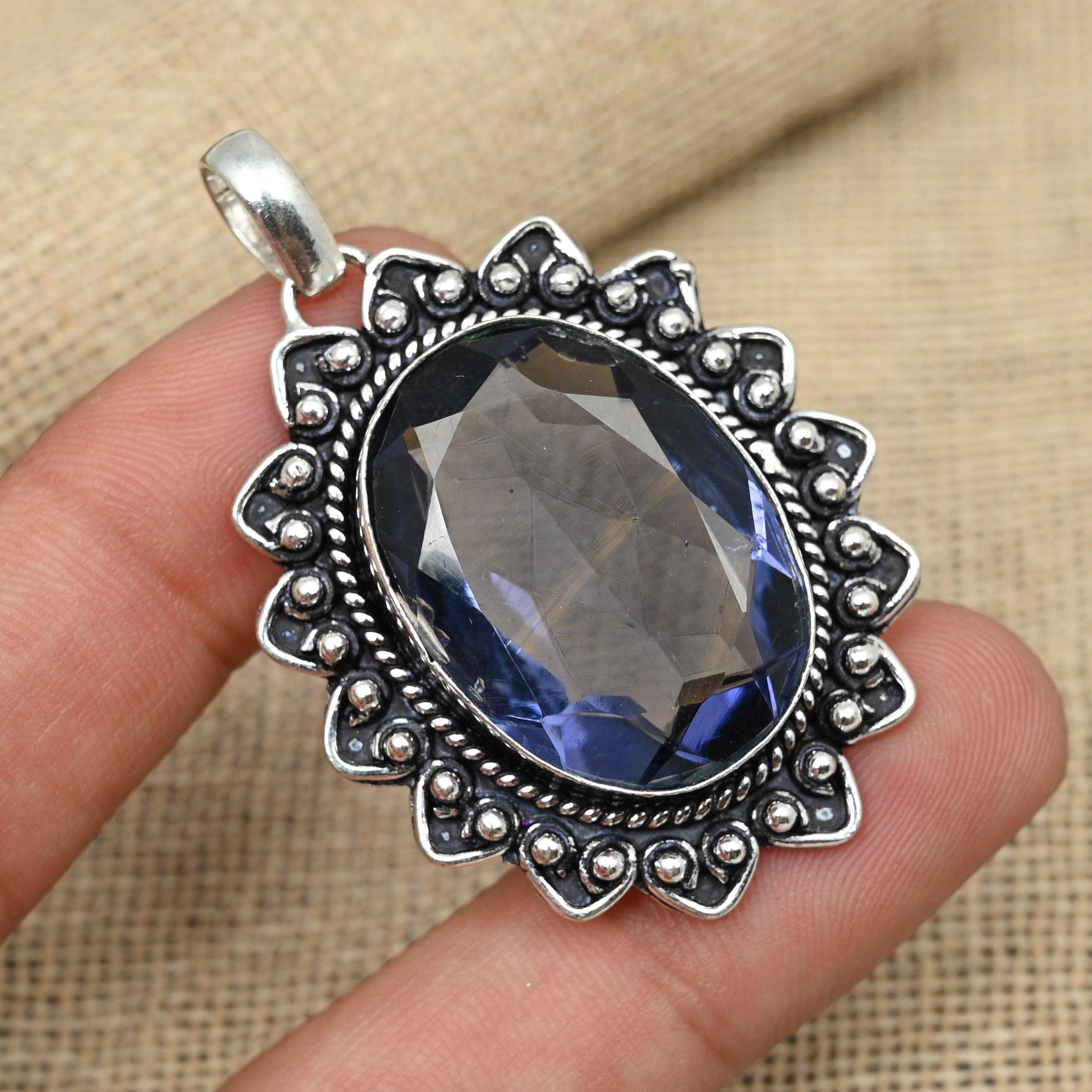 Ametyst Gemstone 925 Sterling Sølv Håndlagde smykker Ovalformet anheng for henne