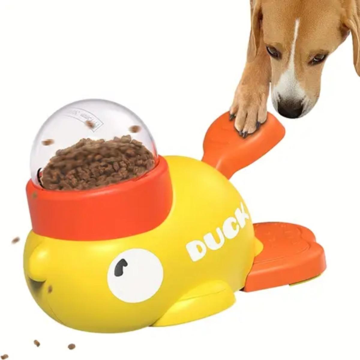 Interactive Push Type Dog and Cat Snack Dispenser Toy, Slow Food Puzzle Feeder, Duck Shaped, Promoting Healthy Eating and Intellectual Development