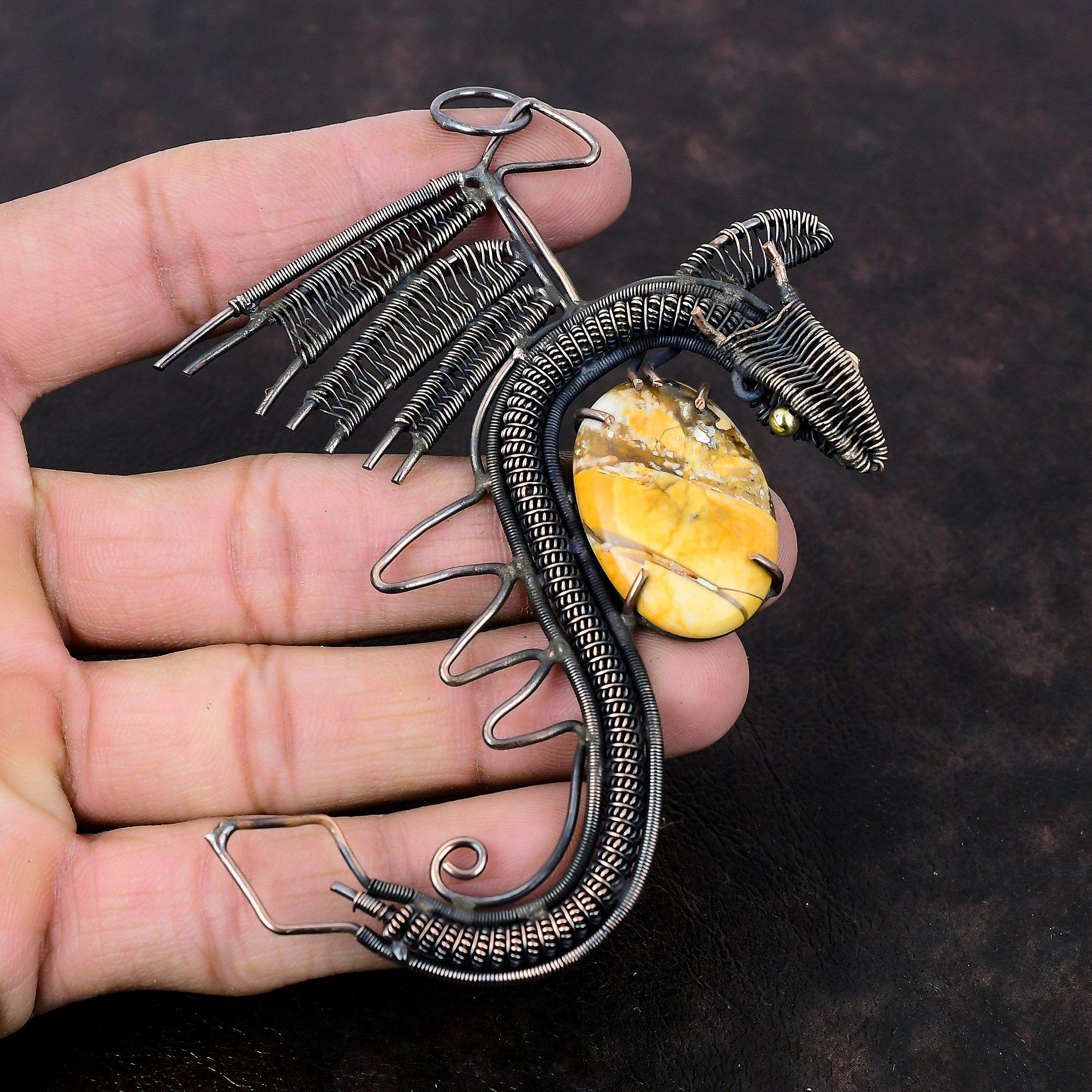 Brecciated Mookaite Pendant Copper Wire Wrapped Gemstone Pendant Handmade Jewelry Dragon Pendant Amazing Pendant Copper Jewelry Gift For Her