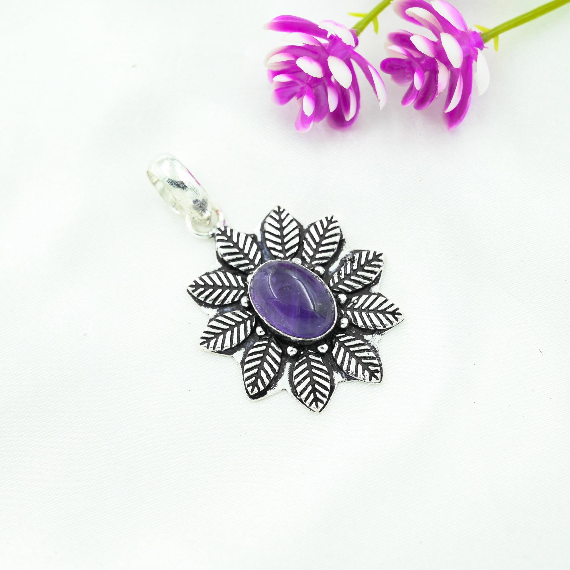 Amethyst Pendant Gemstone Jewelry, 925 Solid Sterling Silver Pendant, Gift For Women Handmade Pendant