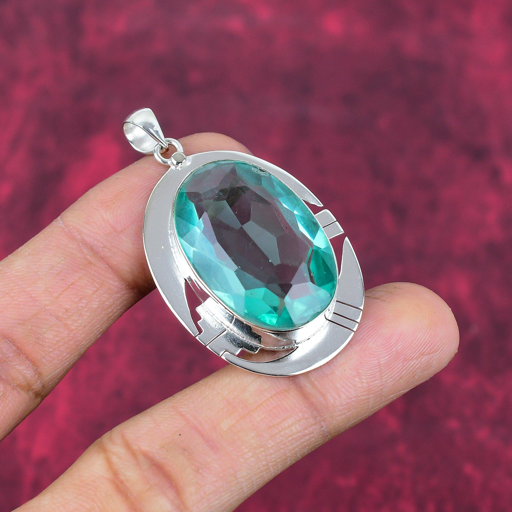 Aqua Apatite Pendant, 925 Solid Sterling Silver Pendant Handmade Gemstone Jewelry, Gifts For Wife Brand New Pendant