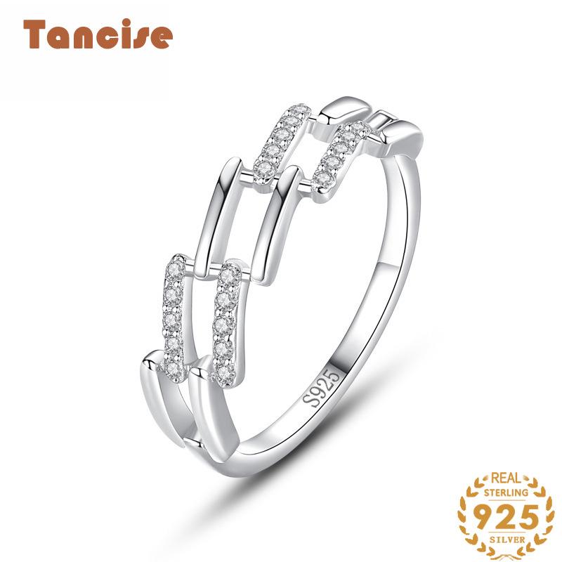 Tancise Classic 925 Sterling Silver Zircon Ring Ladies Jewelry Promesse de mariage Cadeau de fête