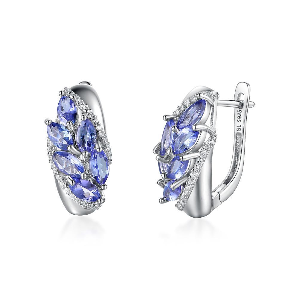 100% Natural 3.5ct Tanzanite Gemstone Clasp Women Earring Real Gemstone 925 Sterling Silver Fine Jewelry for Women Nice Gift