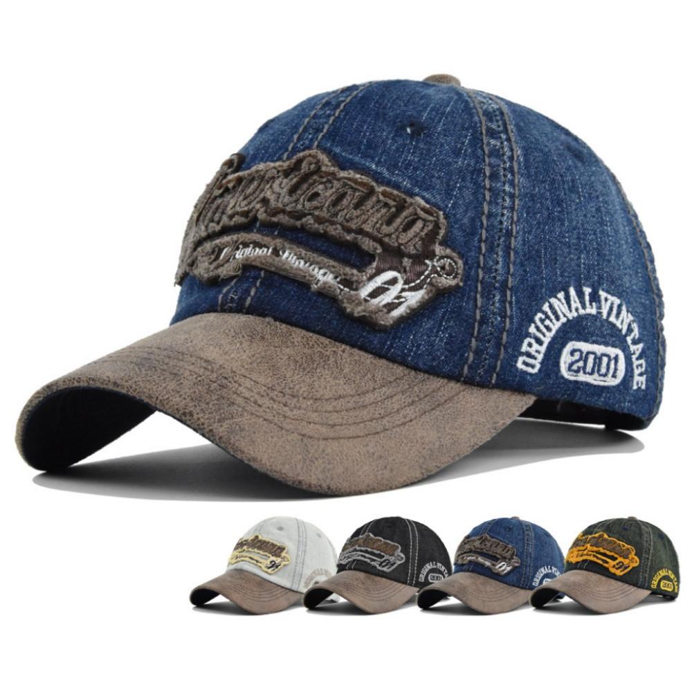 Men Embroidered Letter Cotton Denim Baseball Cap Snapback Men Outdoor Hip Hop Adjustable Hat
