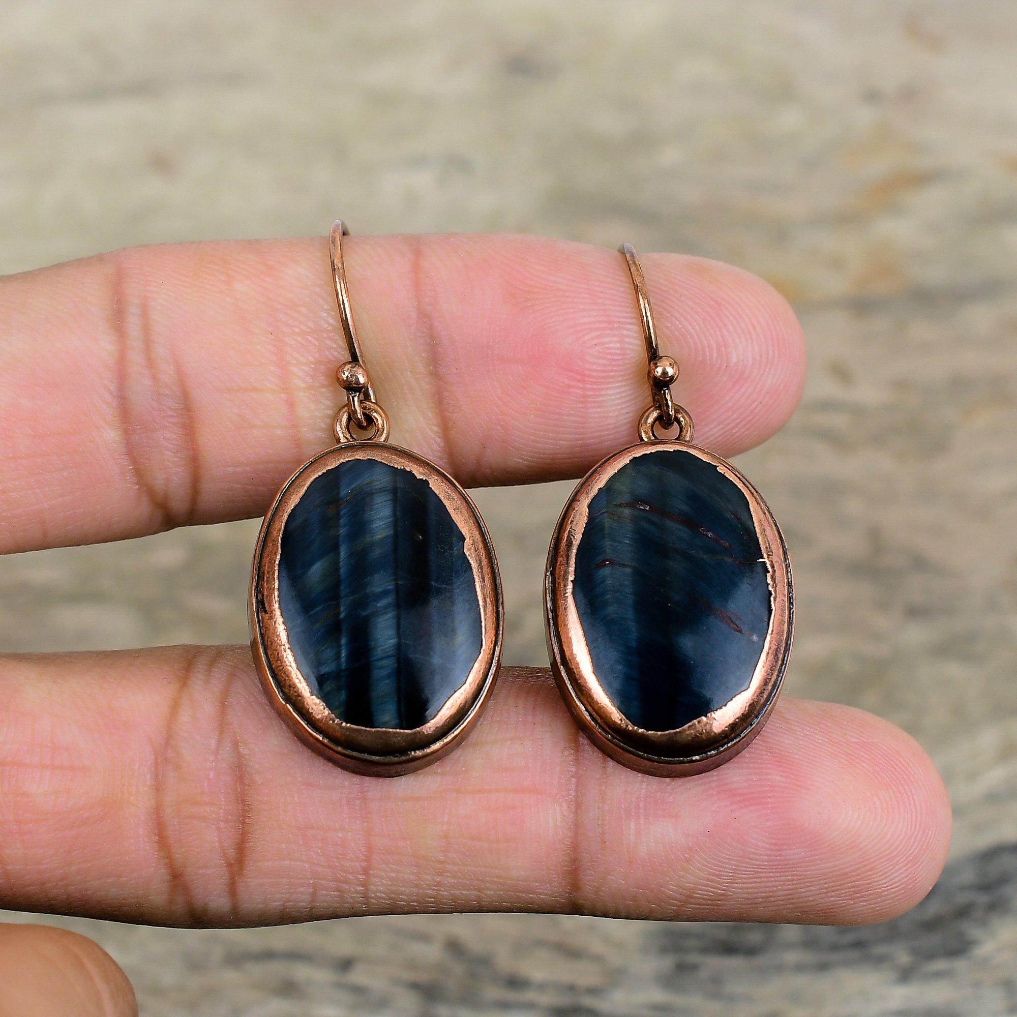 Pietersite Earring Electroformed Copper Earrings Genuine Gemstone Earring Handmade Jewelry Electroformed Copper Jewelry Gifts For Engagement