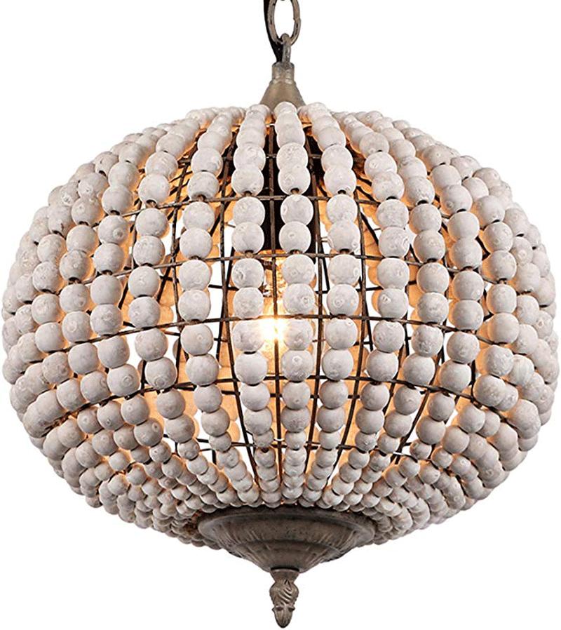 European Style Loft Retro Pastoral Wooden Bead Chandelier E27 LED Dining Room Living Room Room Balcony
