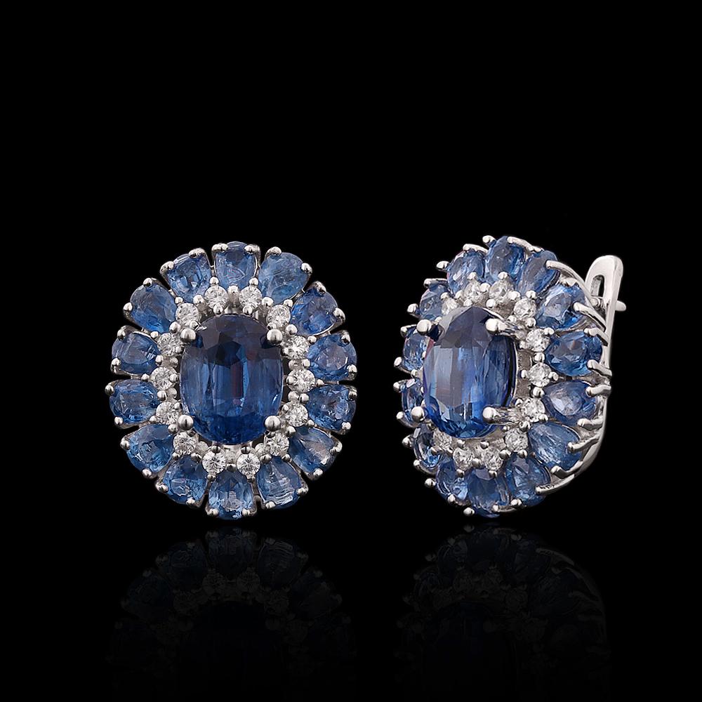 Gorgeous round design Natural Kyanite Earrings 925 sterling silver December Gemstone jewelry for women anniversary banquet gift