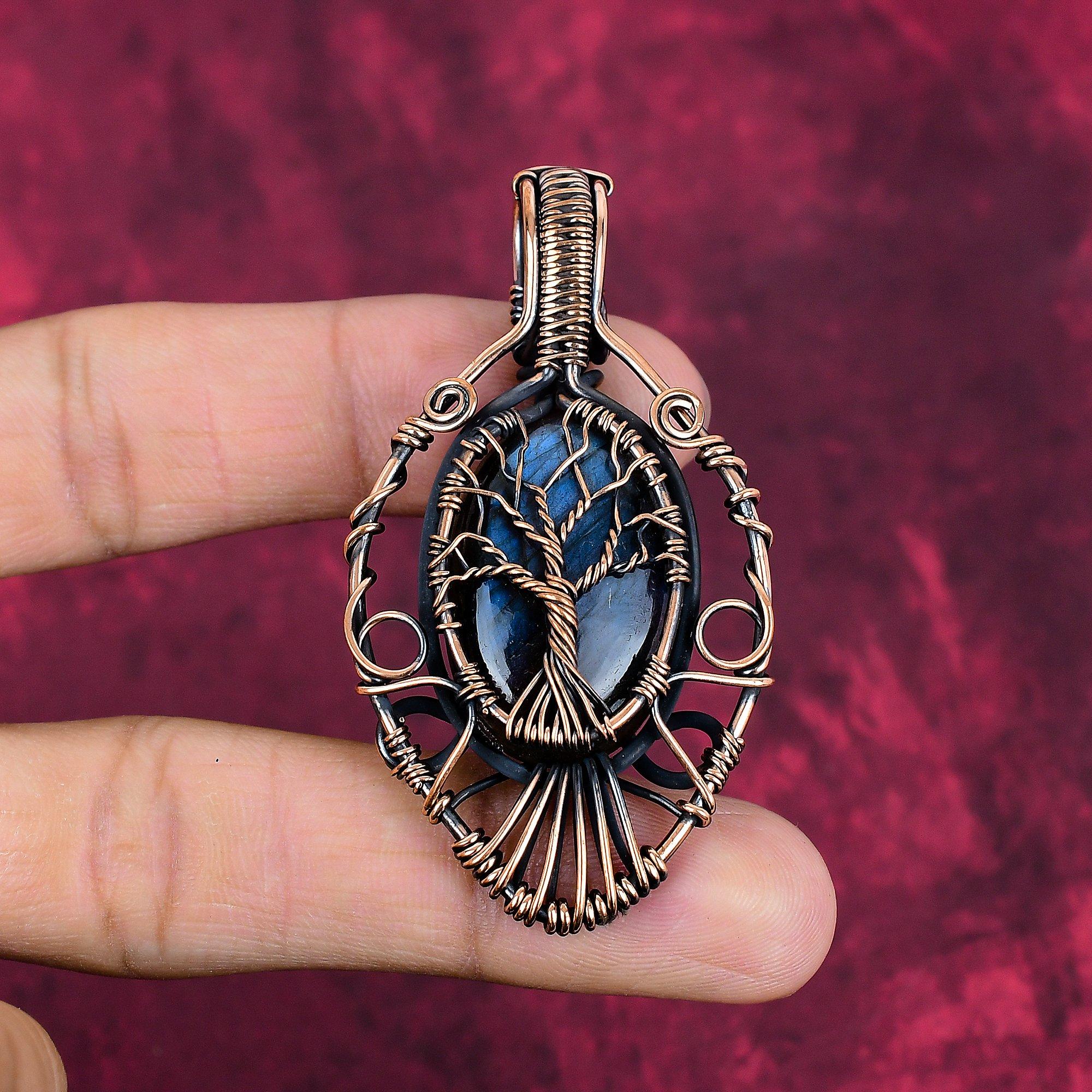 Tree Of Life Labradorite pendant Copper Wire Wrapped Jewelry Gemstone Pendant