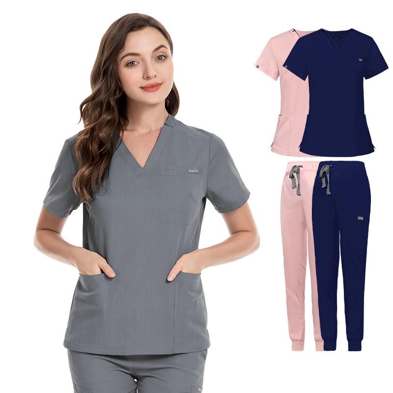 Men's and Women's V-neck Short Sleeved Surgical Suit Hospital Nurse Suit Set