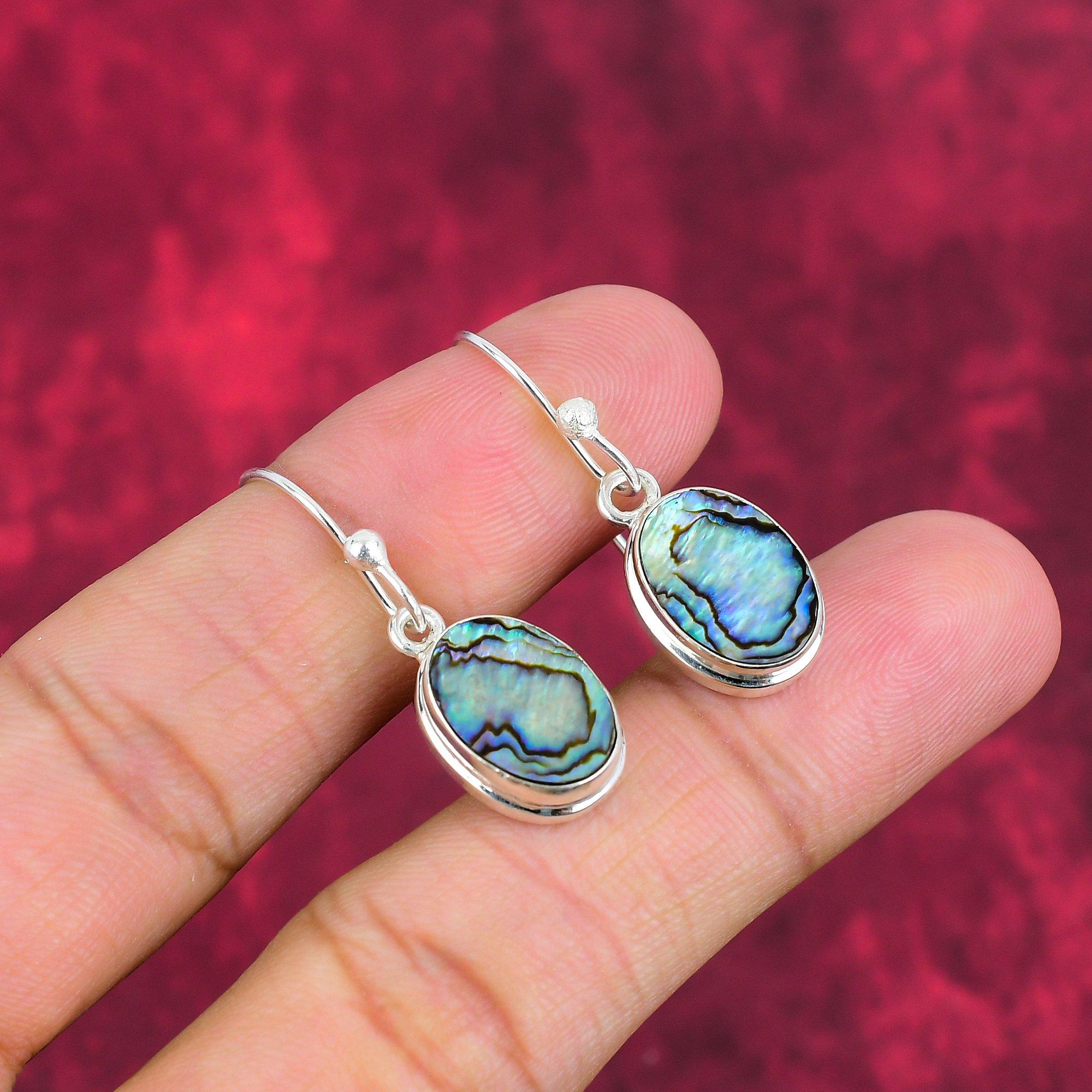 Abalone Muschel 925 Sterling Silber Ohrringe, handgefertigter Edelstein Schmuck Ohrringe Geschenk für Mama
