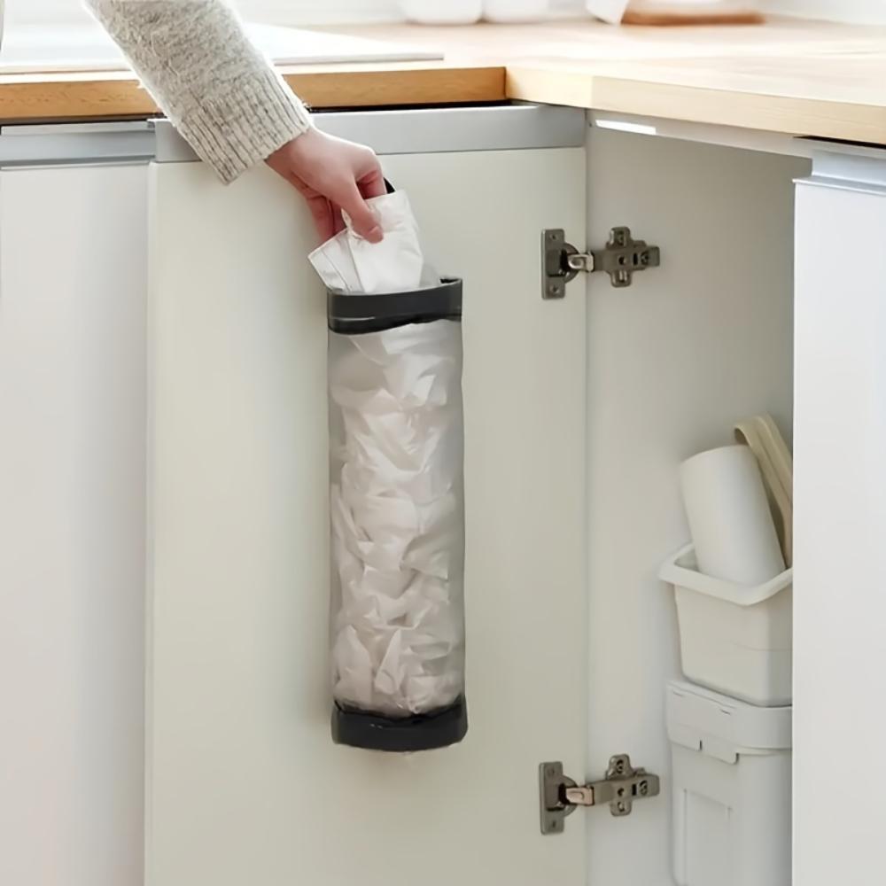 Foldable Mesh Grocery Bag Rack, Breathable Plastic Bag Dispenser, Kitchen Garbage Bag Storage Box with Hanging Storage
