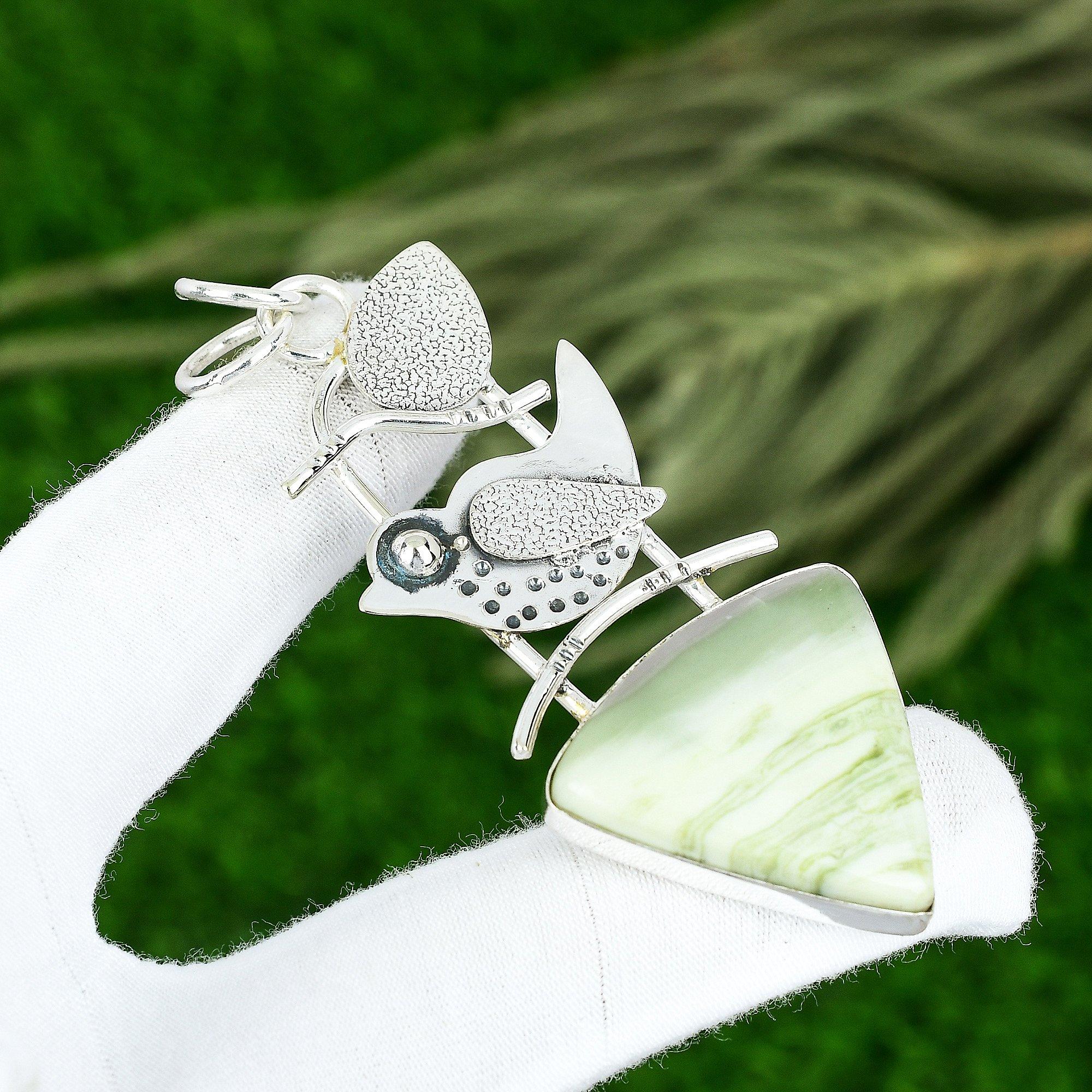 Wedding Gift For Her 925 Silver Natural Imperial Jasper Gemstone Pendant