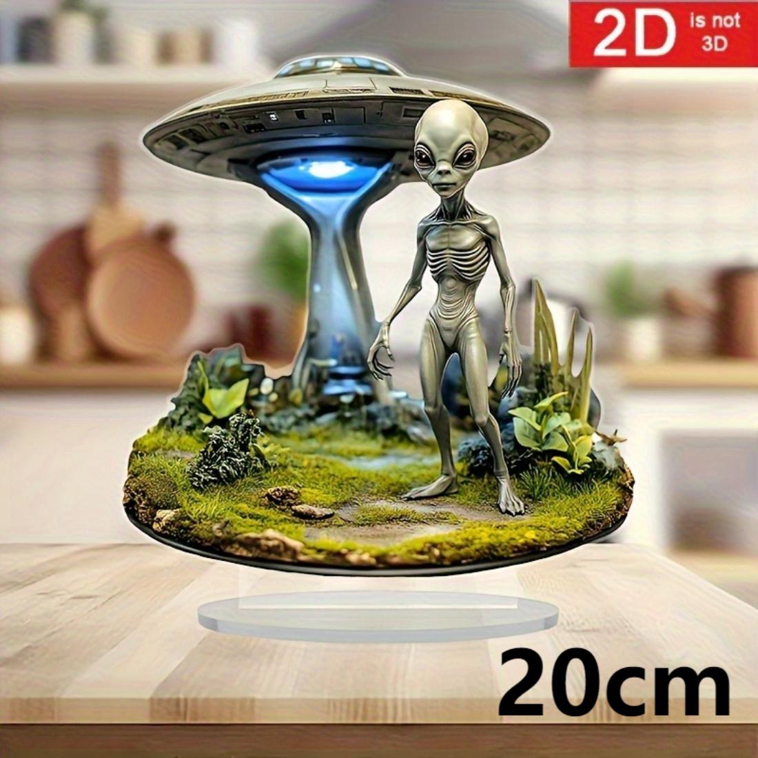 2D Ploché mimozemské UFO ve stylu Bernsteina Akrylová stolní ozdoba Boho Jemná práce Sci-Fi Dekorace Pro svátek Kancelářský prostor Místnost
